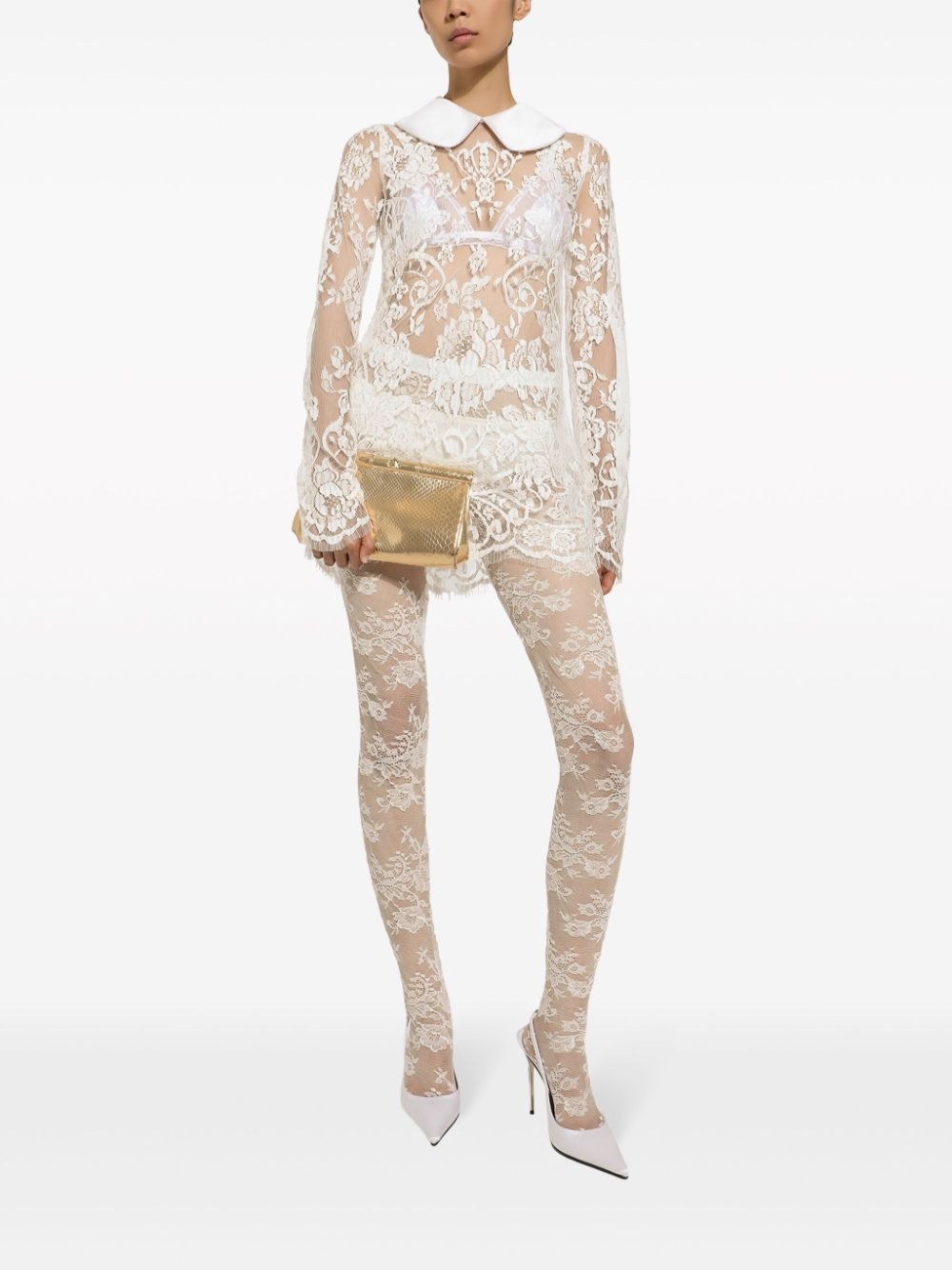 Peter Pan collar lace minidress - 2