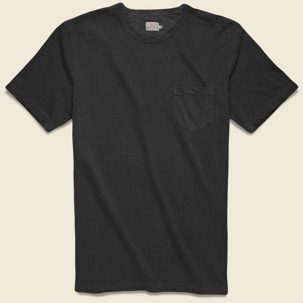 Garment Dyed Pocket Tee - Washed Black - 1