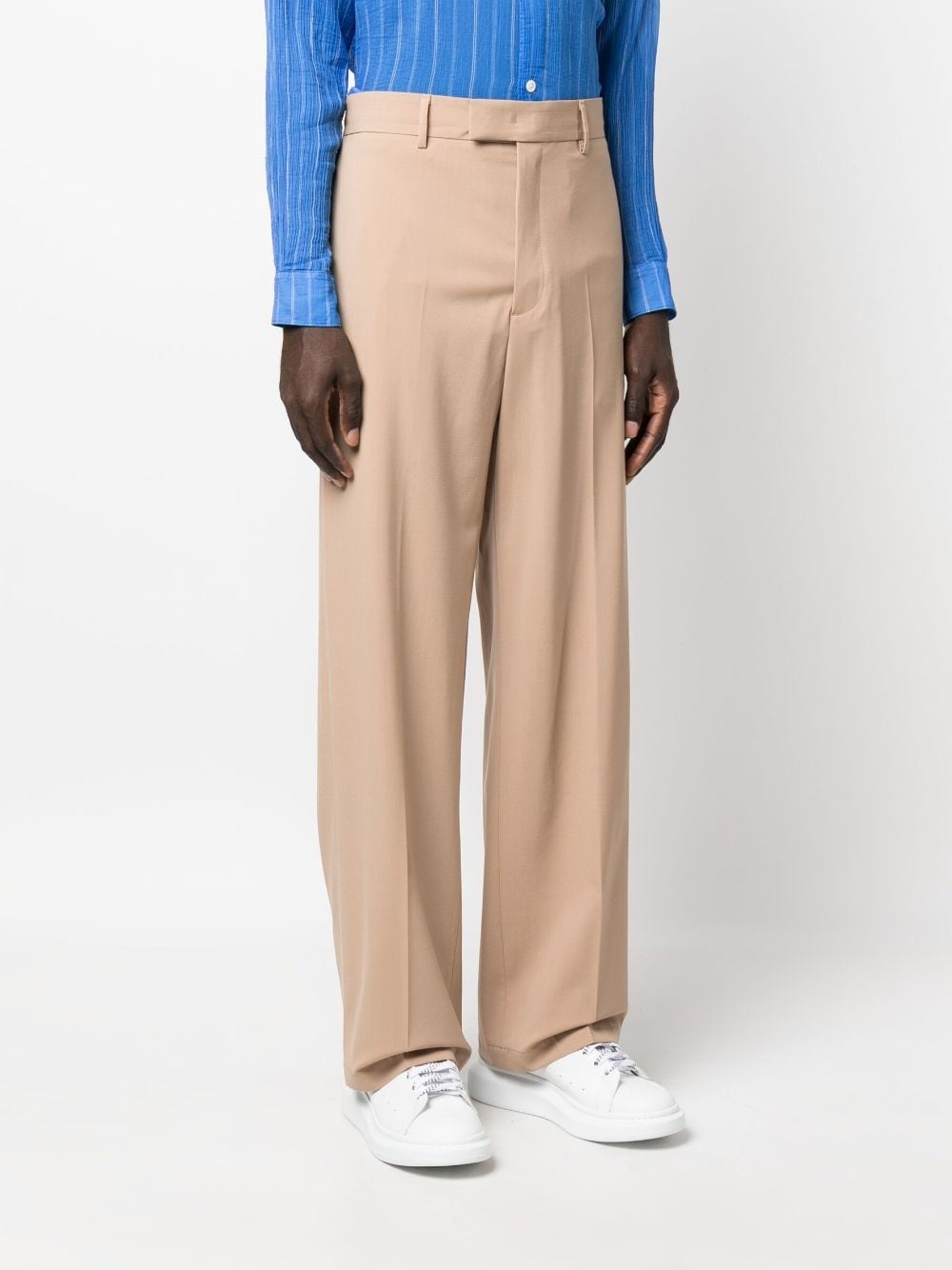 tailored wide-leg cotton trousers - 3