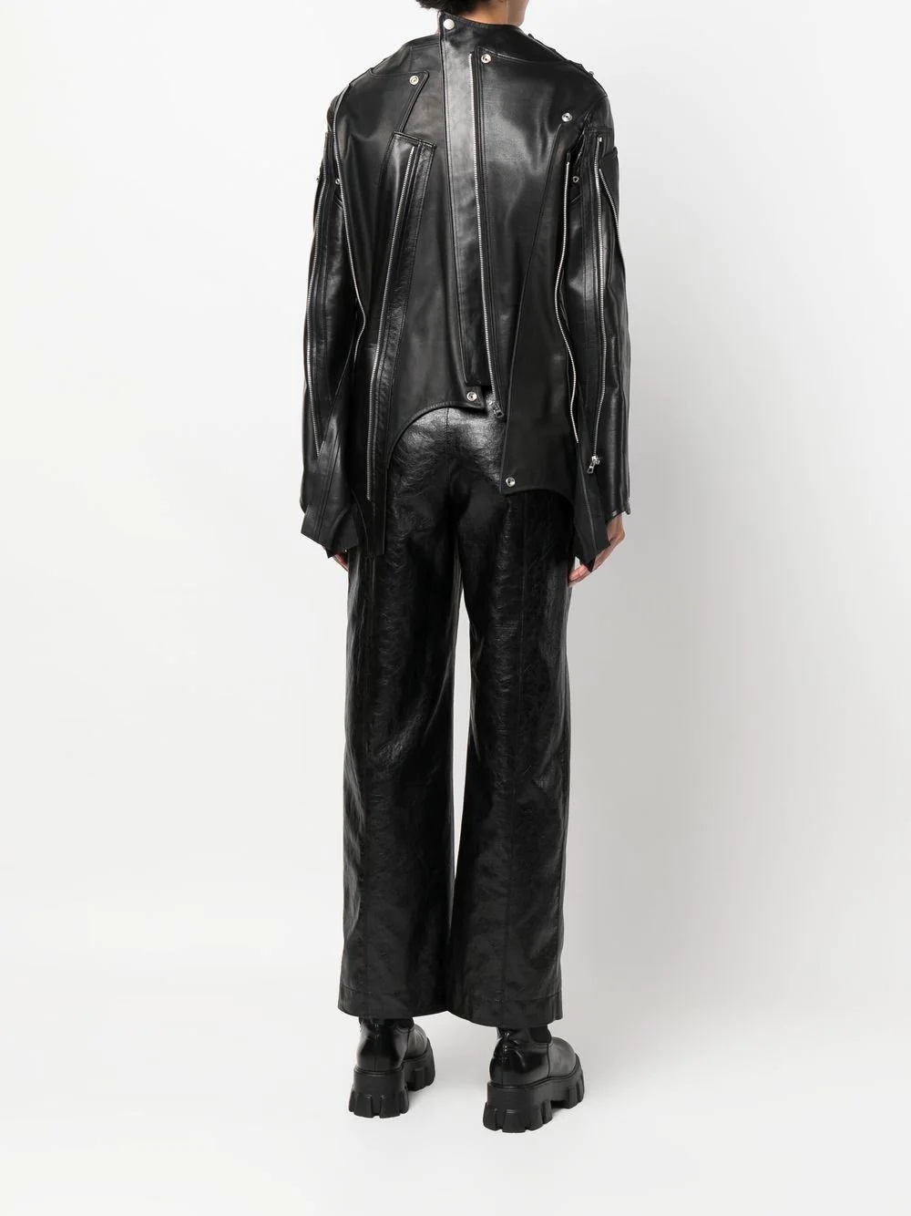 belted leather jacket - 6