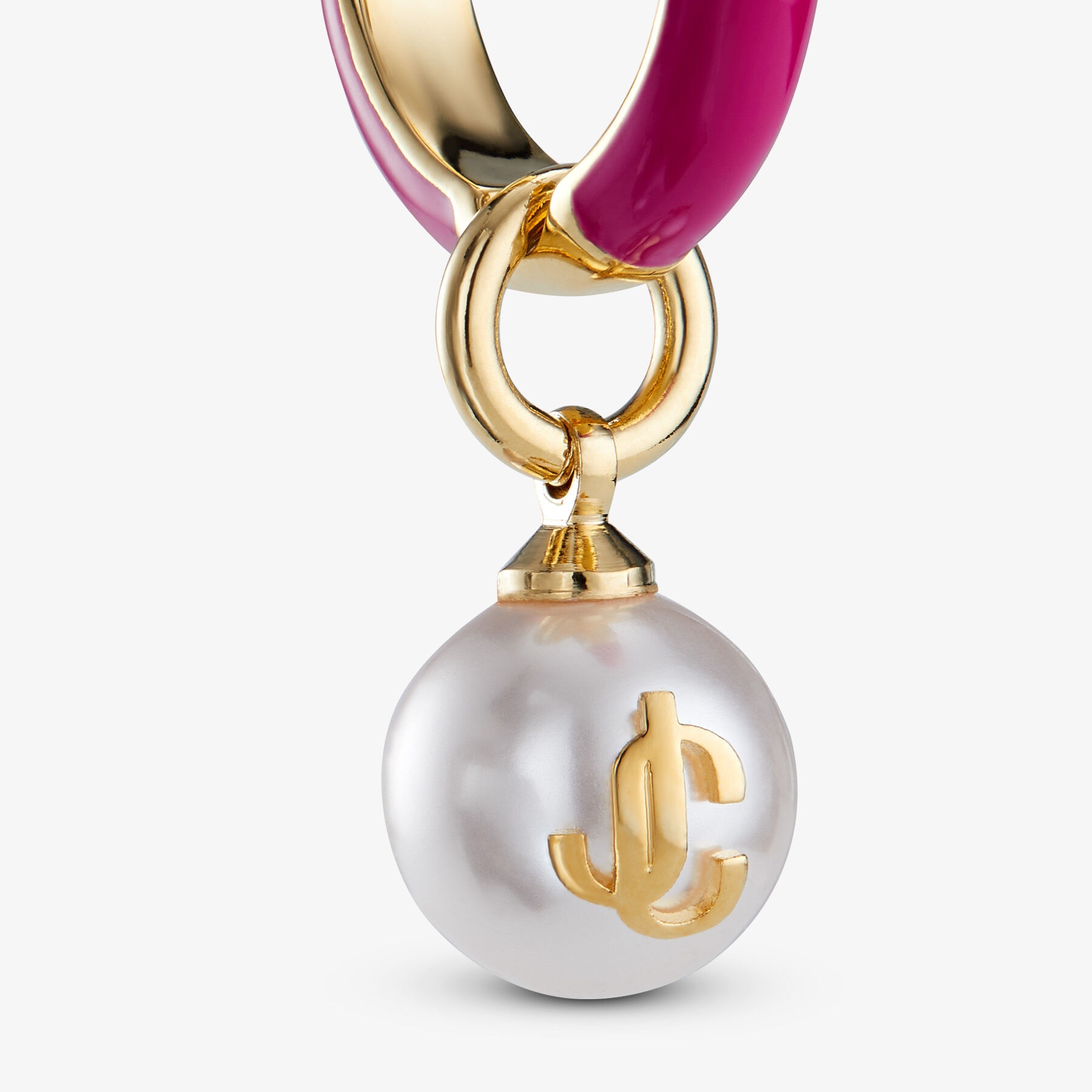 Pearl Hoops
Gold-Finish Metal and Fuschia Pearl Hoop Earrings - 5