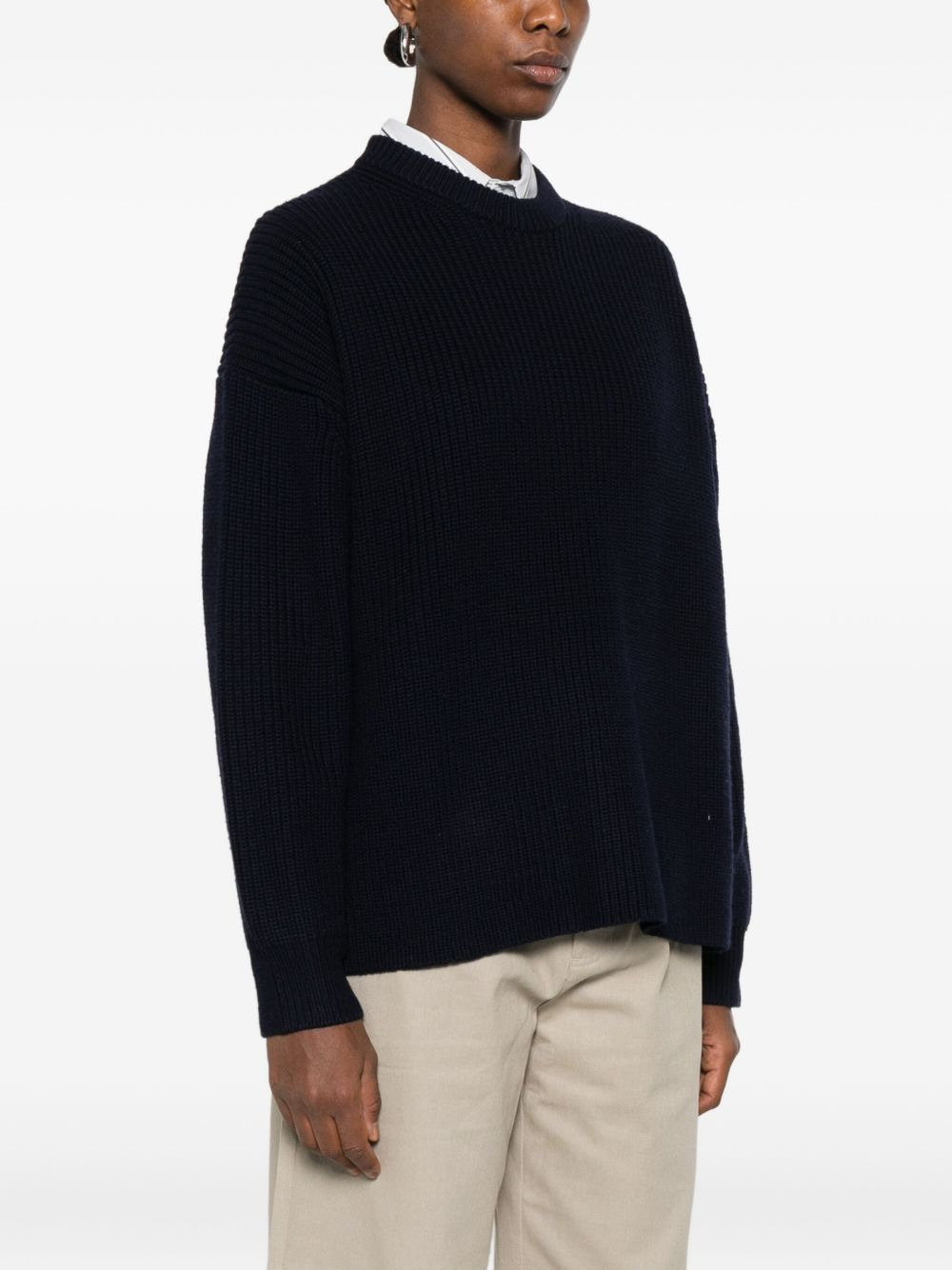 ribbed crew-neck sweater - 3