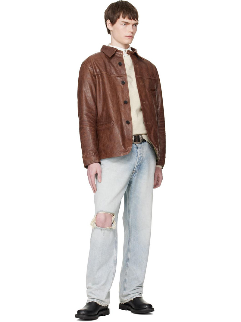 RRL by Ralph Lauren Brown Car Leather Jacket outlook