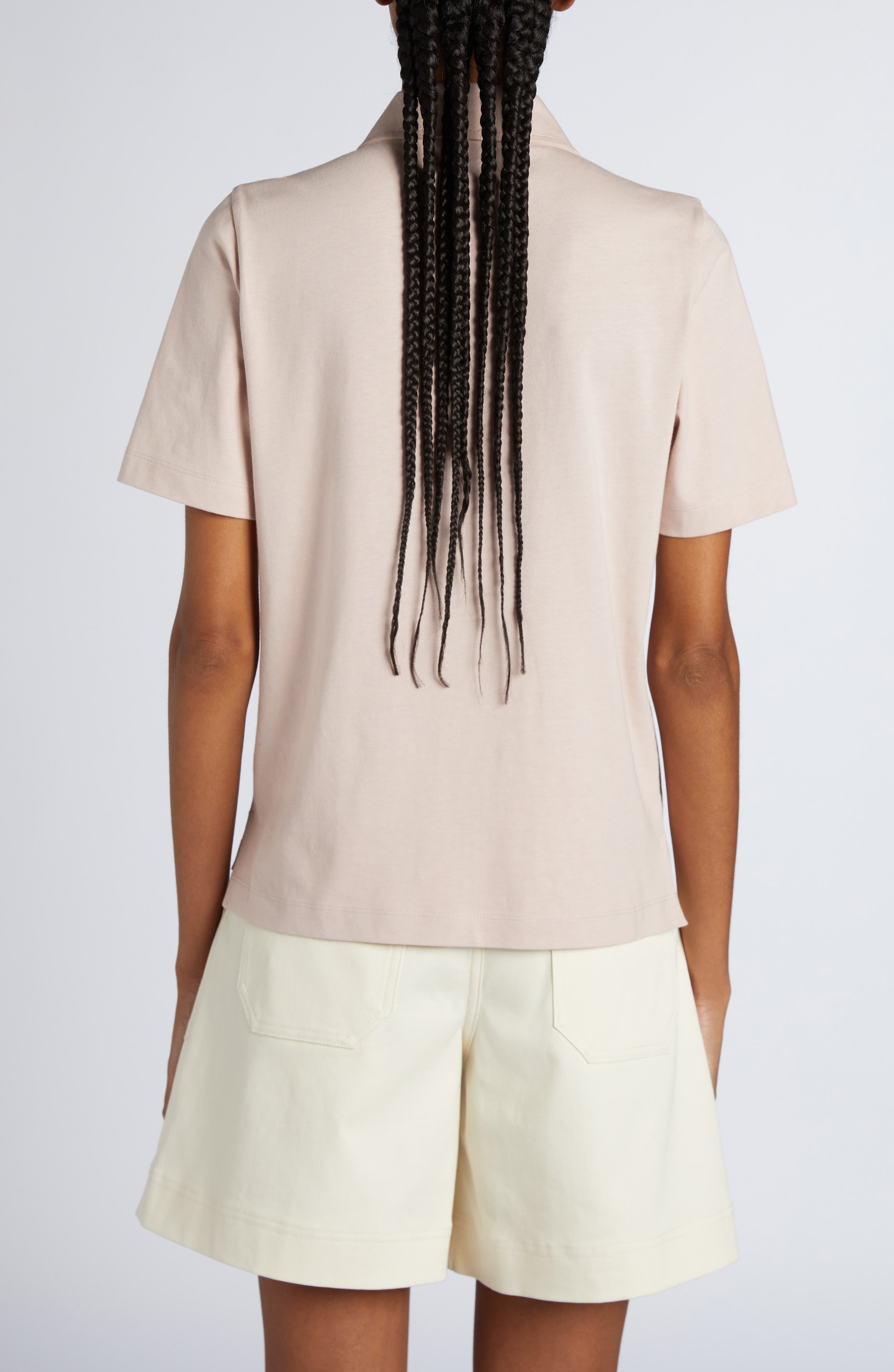 Moncler Short Sleeve Cotton Polo in Pink at Nordstrom - 2