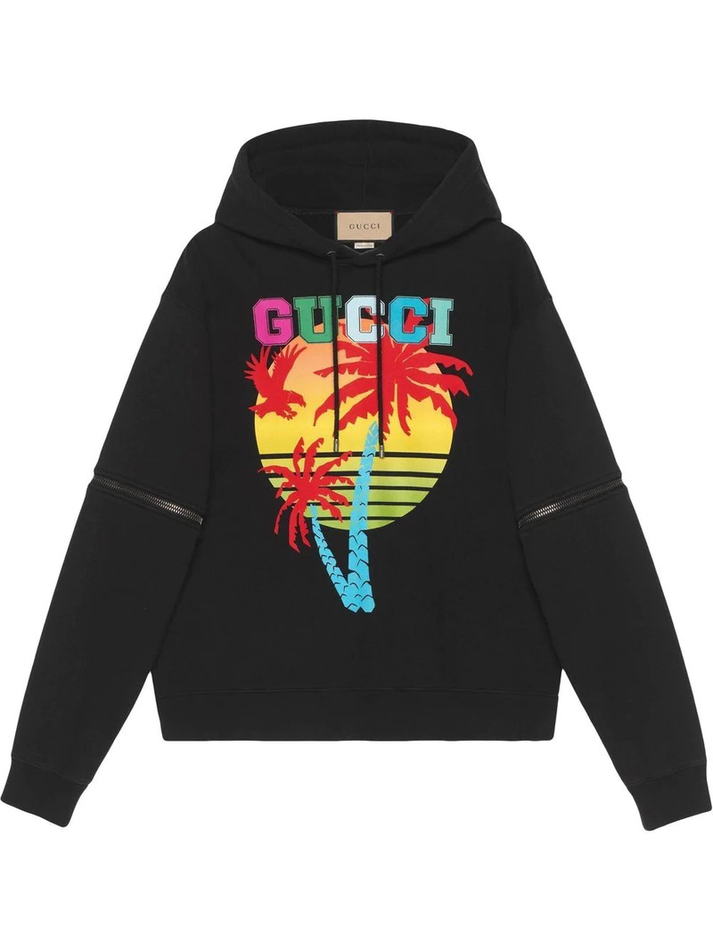 removable-sleeve Gucci Sunset-print hoodie - 1