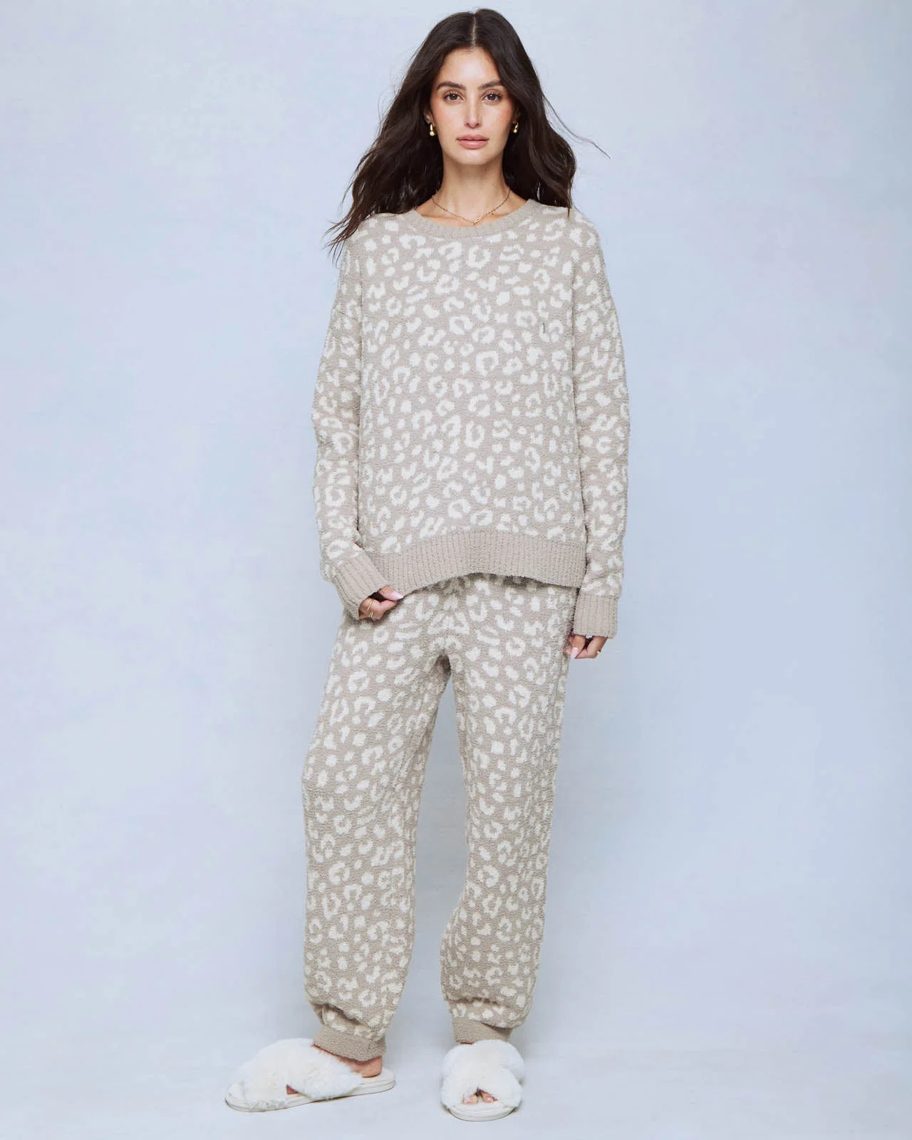 Leopard Fuzzy Sweater PJ Set - 1