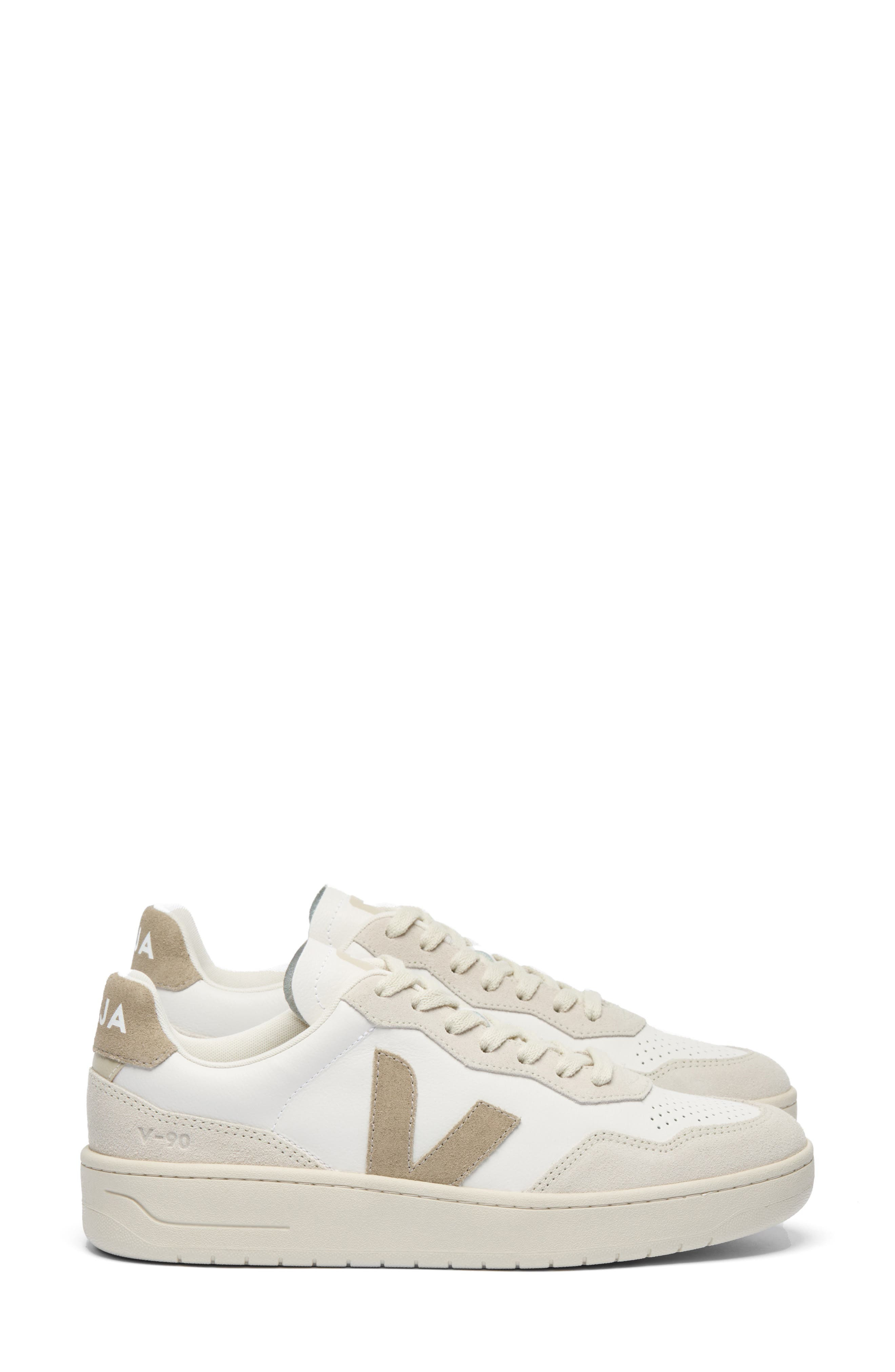 Veja V-90 Leather Sneaker in White Taupe at Nordstrom - 3