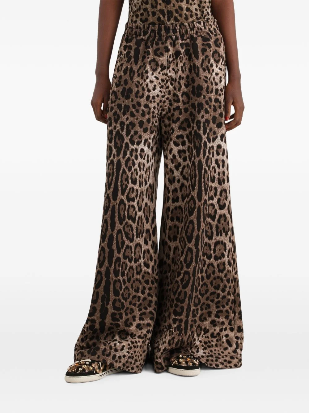 leo-print fleece trousers - 1