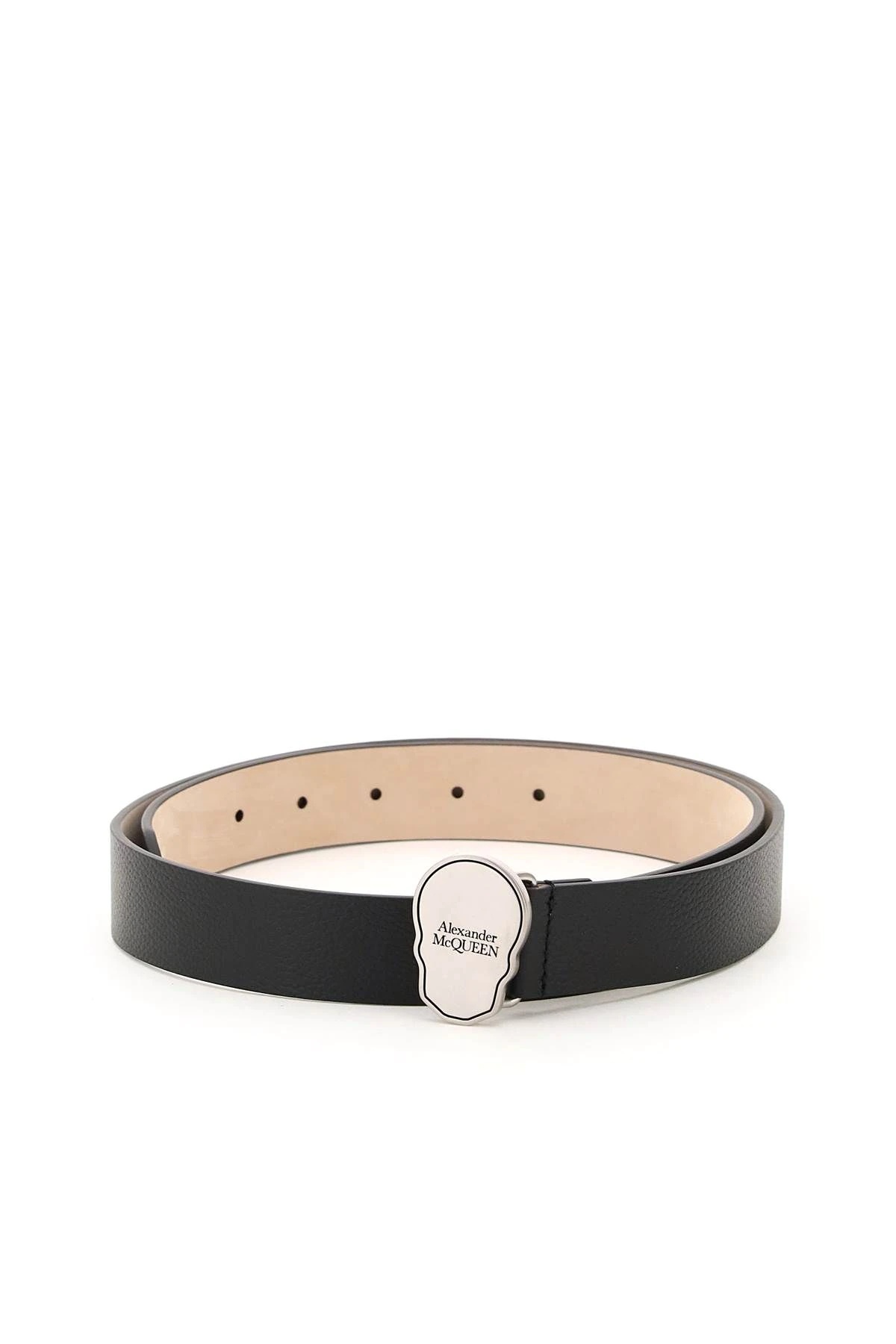 SKULL TAG LEATHER BELT - 1