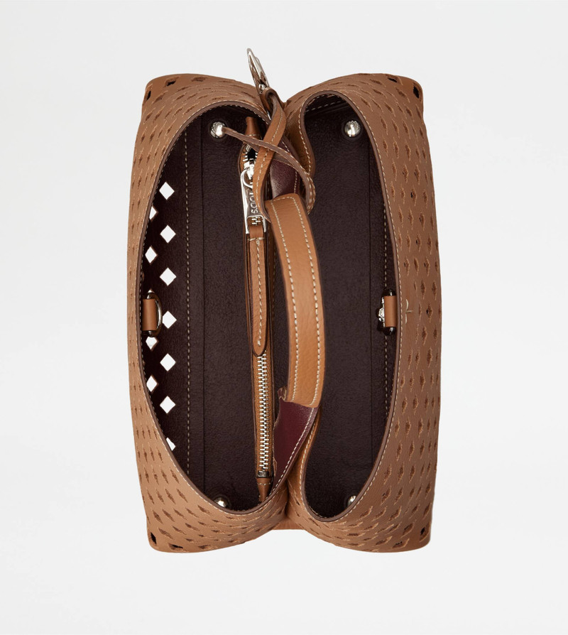 BAG IN LEATHER MICRO - BROWN, BURGUNDY 4