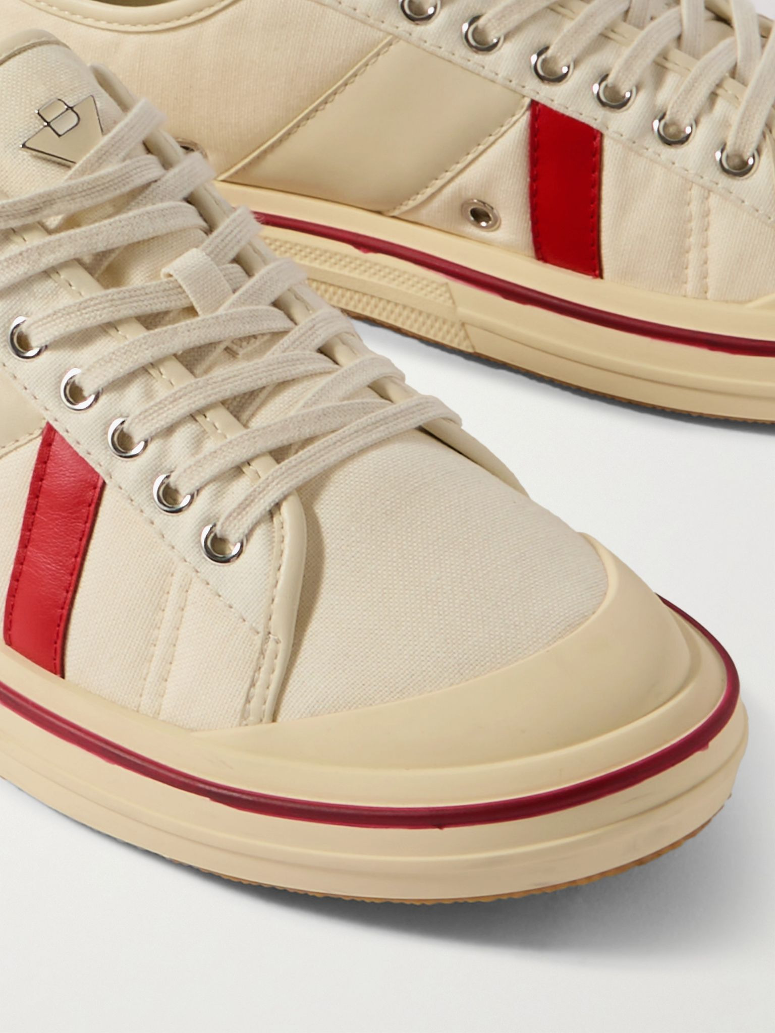 Eliot Logo-Appliquéd Leather-Trimmed Canvas Sneakers Neutral - 5