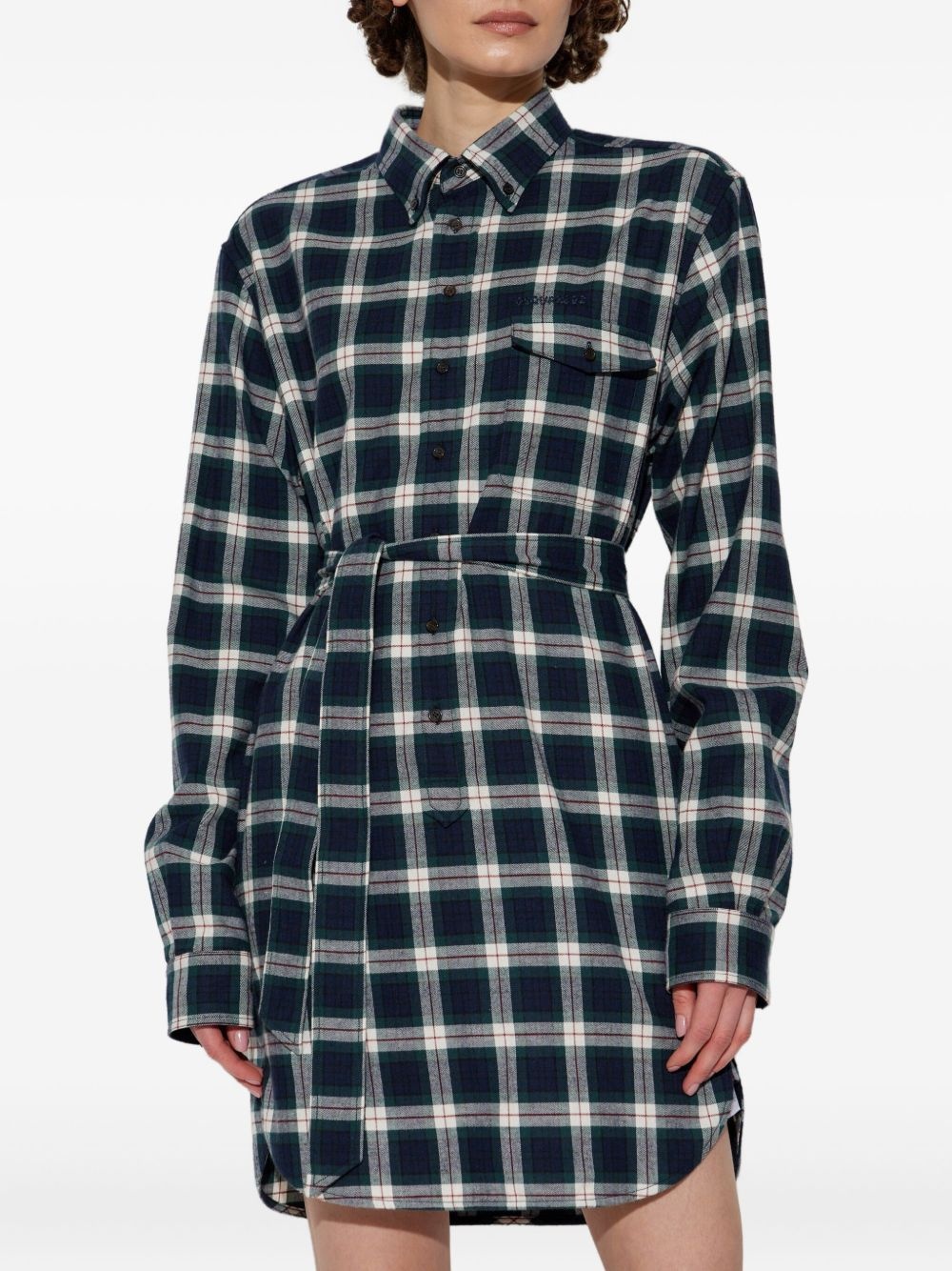 check-print shirt dress - 3