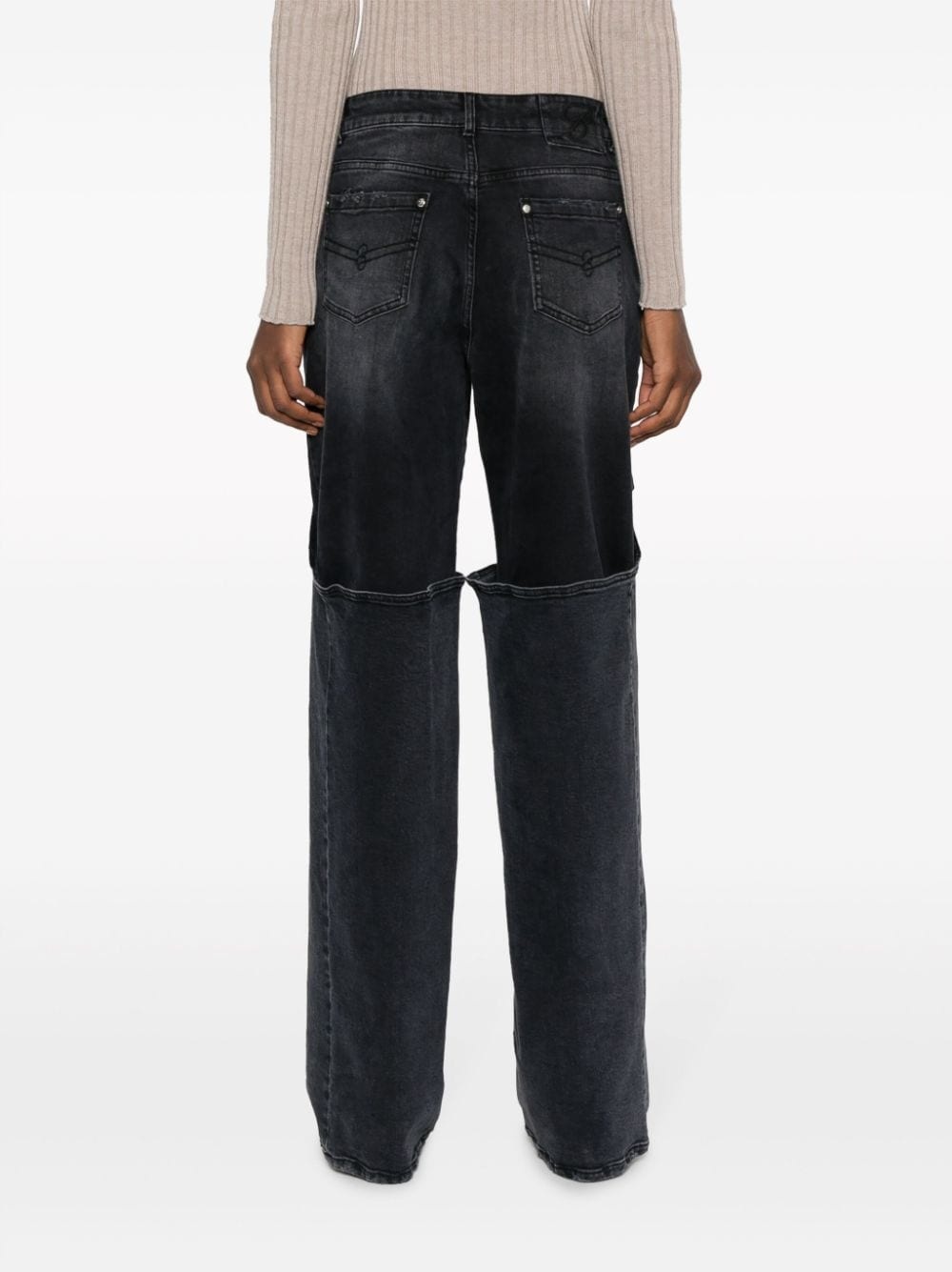 logo-patch cotton wide-leg jeans - 4