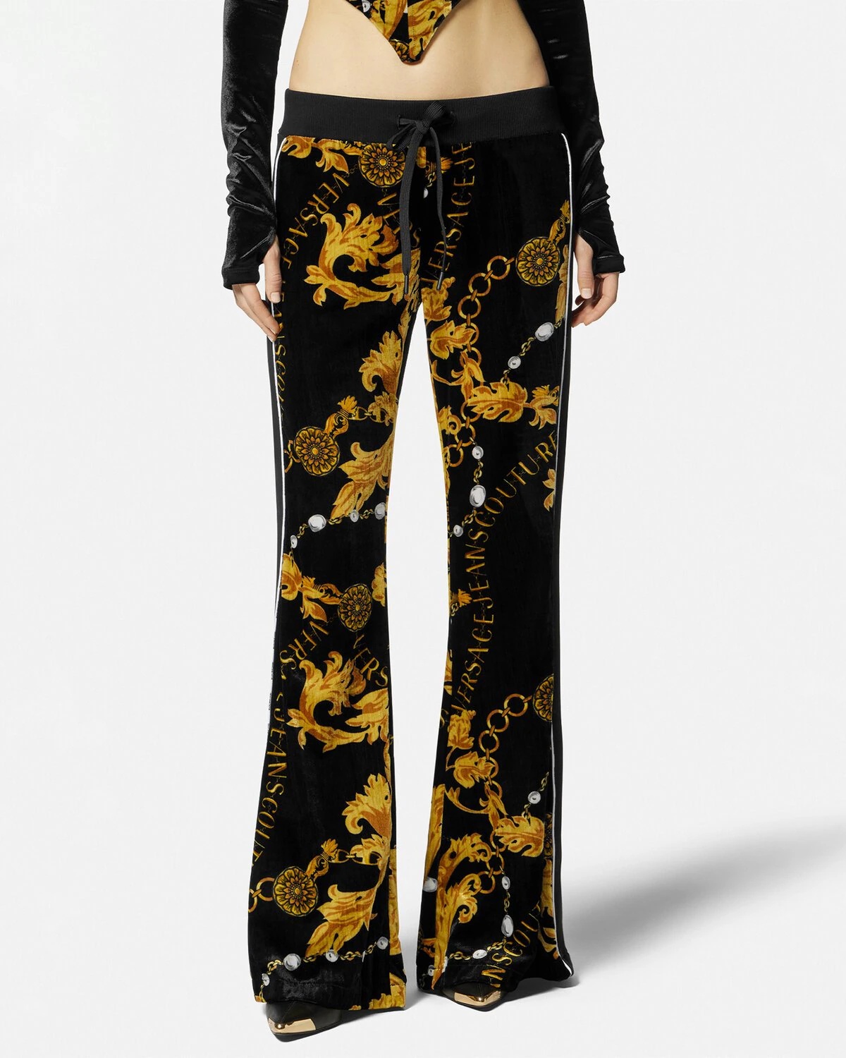 Chain Couture Velvet Sweatpants - 3