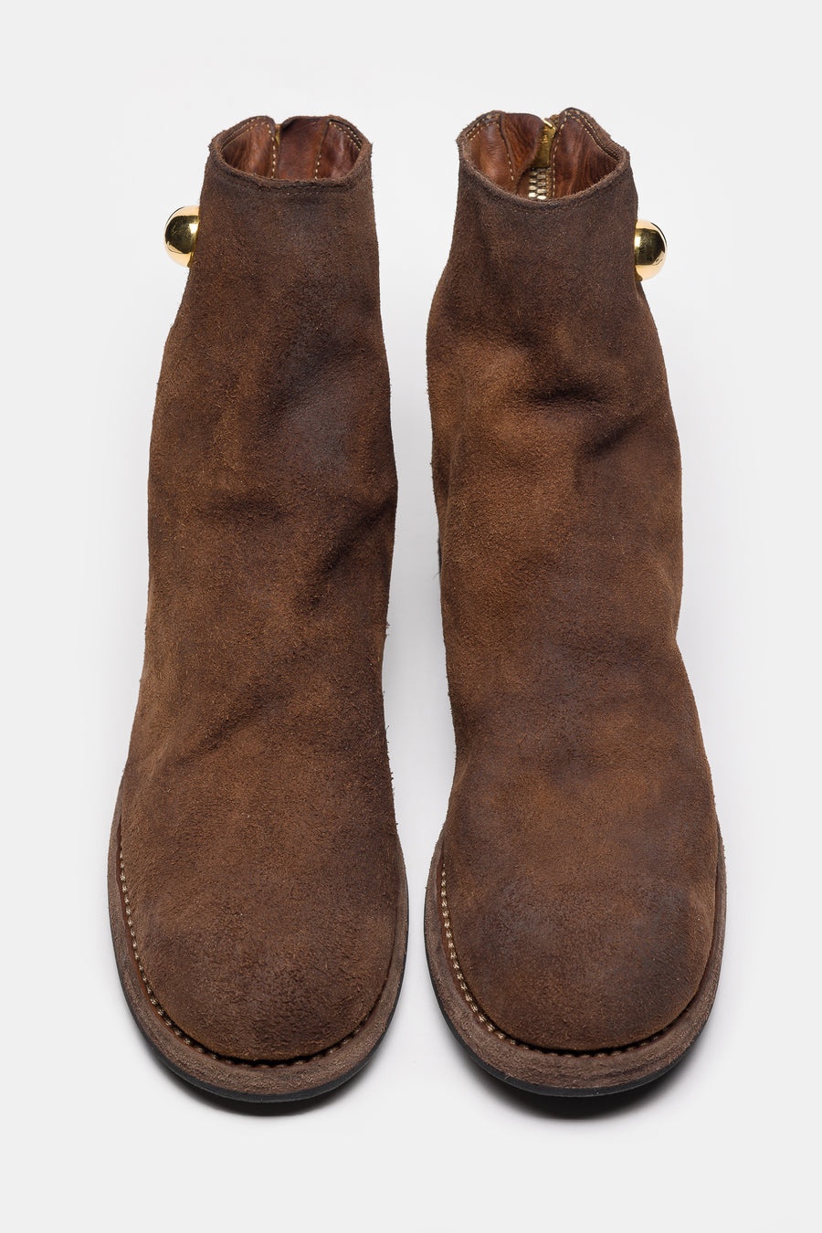 Undercover 996V_EYE Reverse Horse Leather Back Zip Boot in Brown - 4