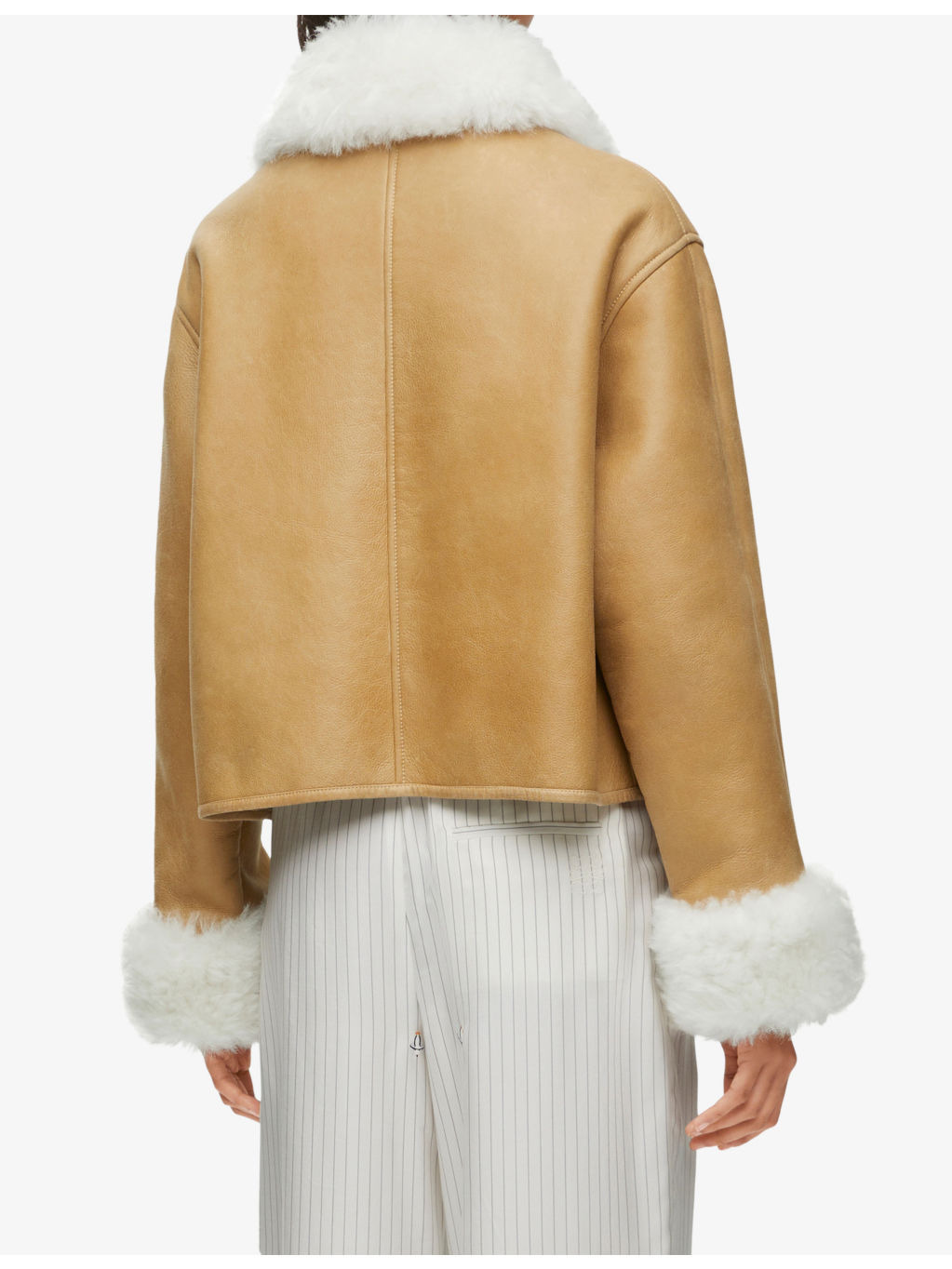Shearling-trim patch-pocket leather jacket - 4