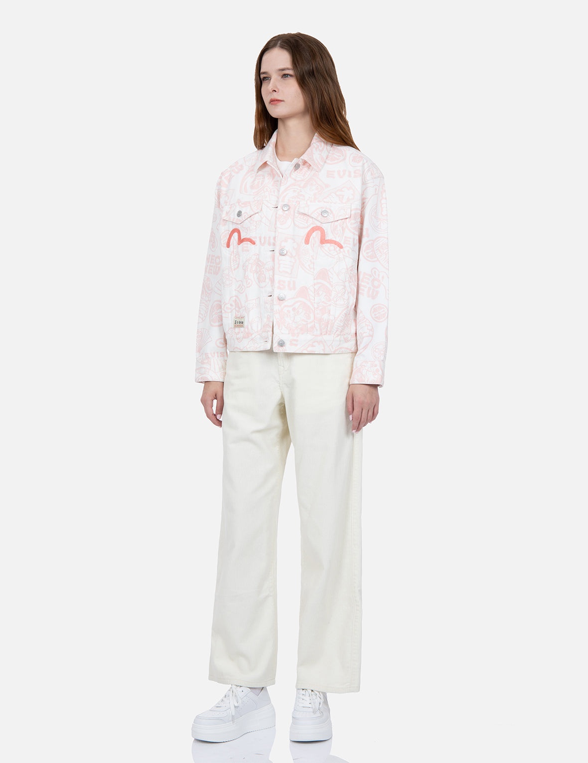 Seagull Embroidery Straight-fit Corduroy Trousers - 4
