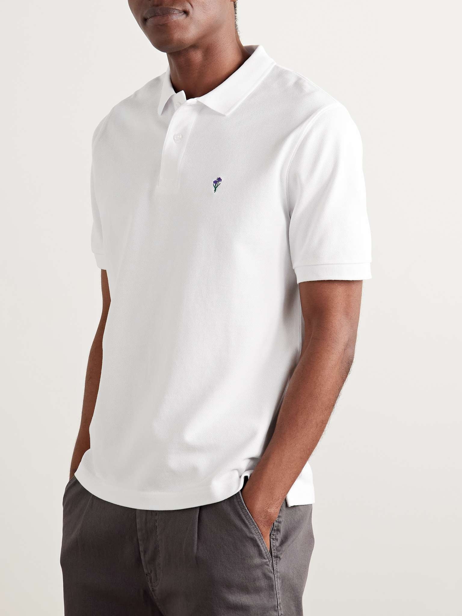 Iris Embroidered Cotton-Piqué Polo Shirt - 3