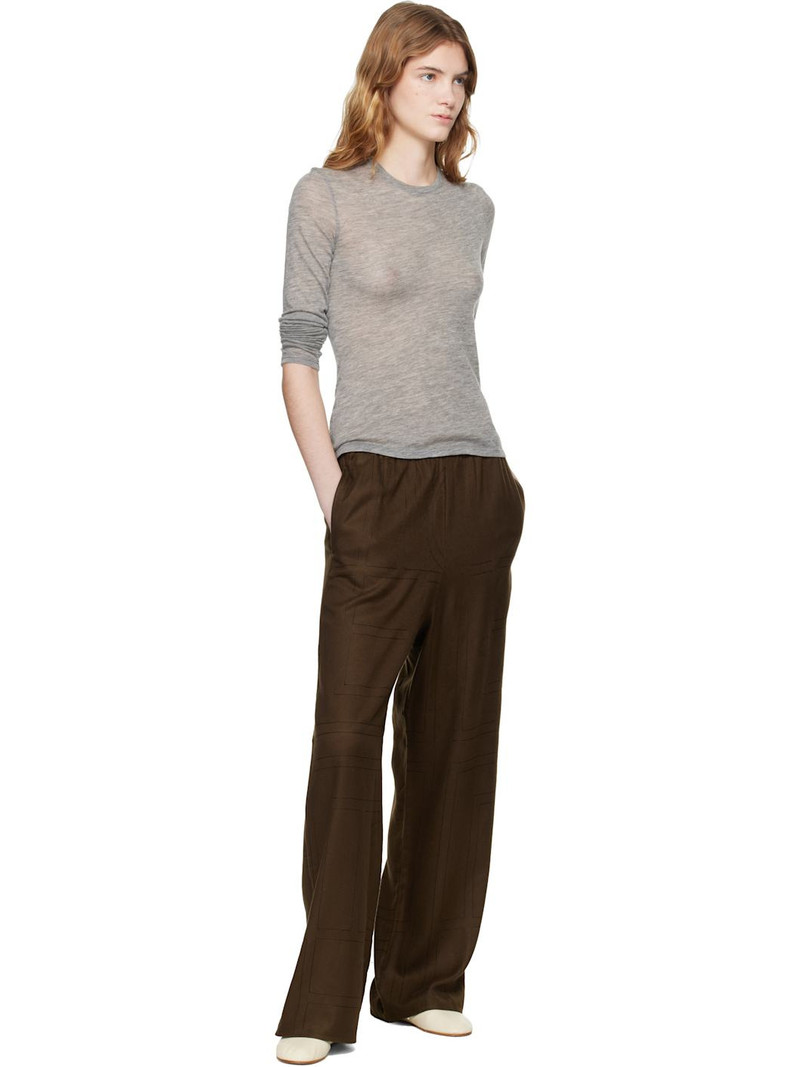 TOTEME Brown Monogram Flannel Lounge Pants outlook
