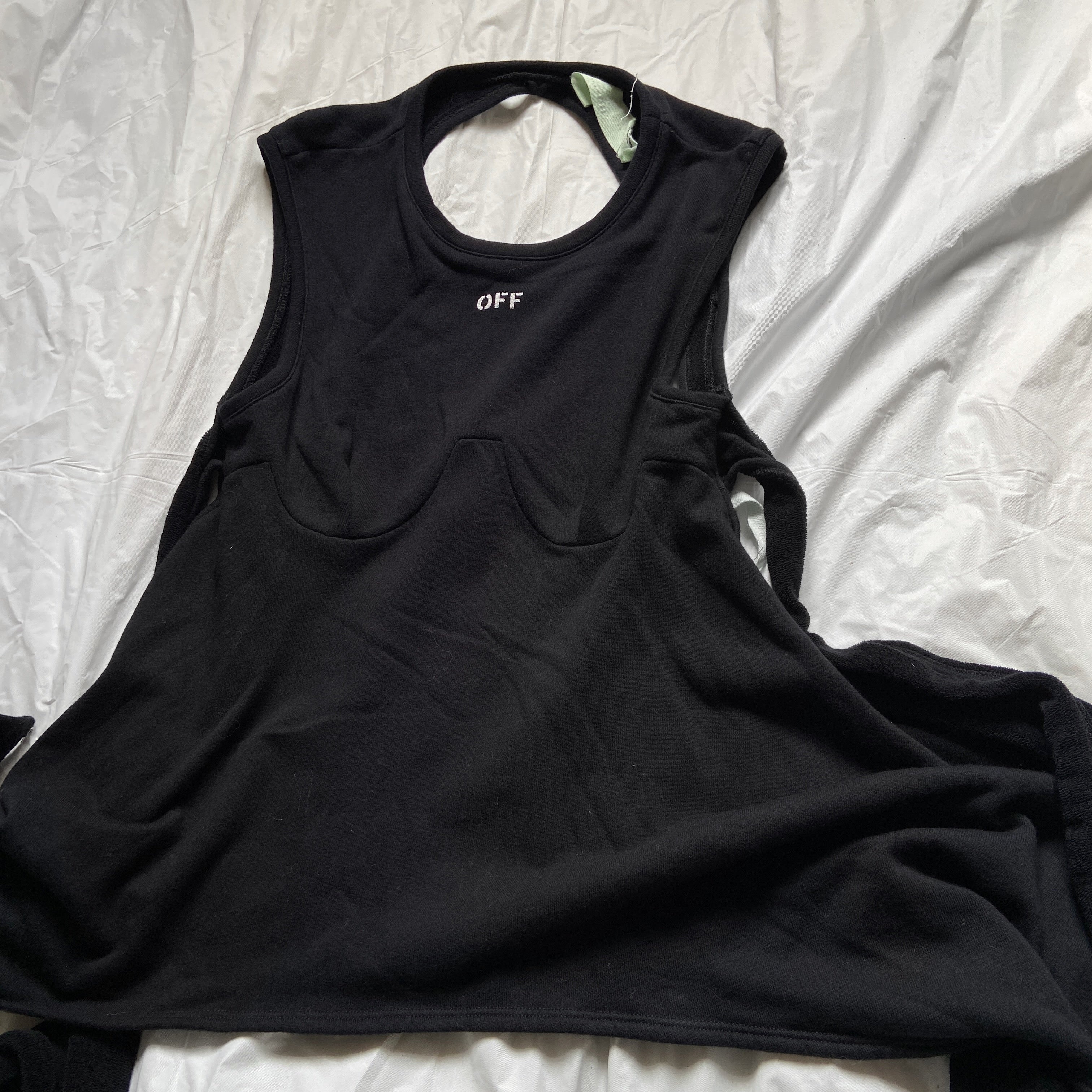 Off White logo open back drape wrap tank top - 4