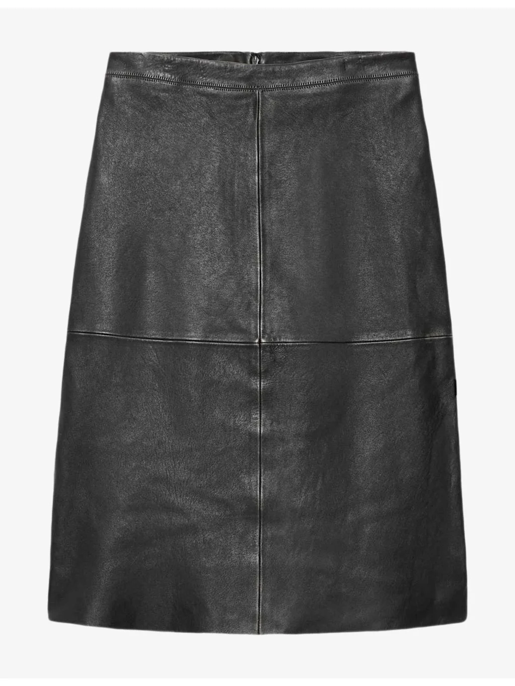 Olivia Stitch-Detail Leather Midi Skirt - 1