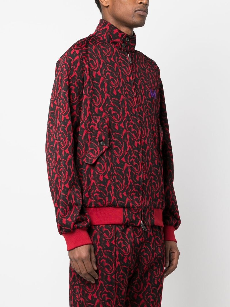 graphic-pattern funnel neck jacket - 3
