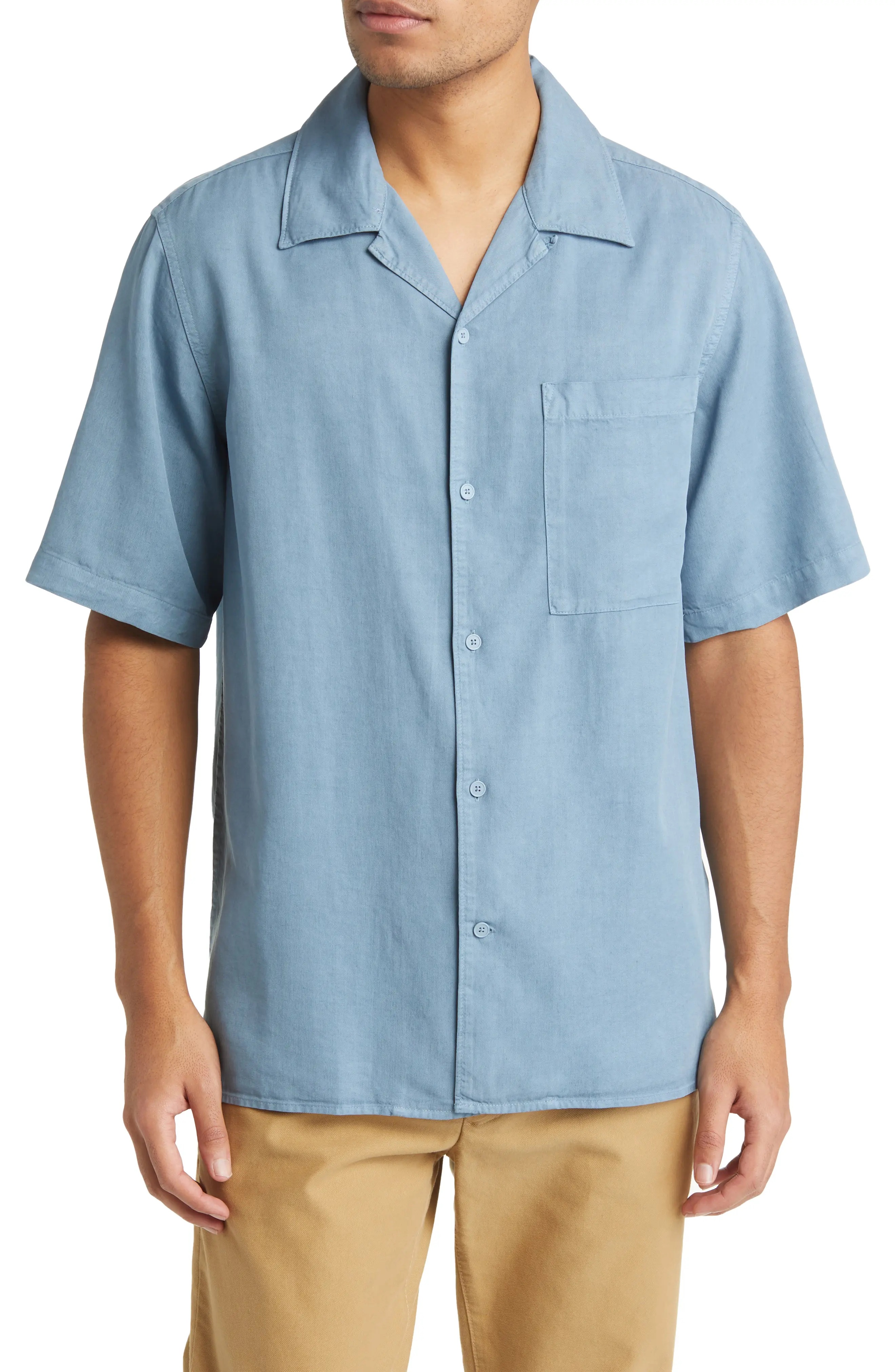 Julio 5029 Short Sleeve Lyocell & Linen Button-Up Camp Shirt - 1