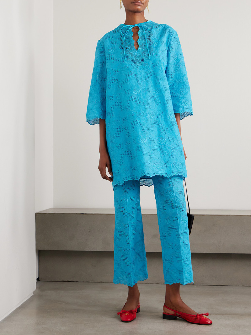 Valentino Broderie Anglaise Cotton Bootcut Pants outlook