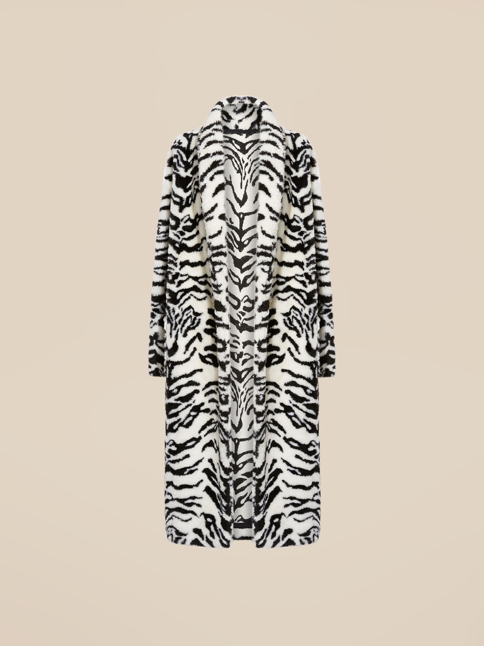 WHITE AND BLACK LONG FUR COAT - 1