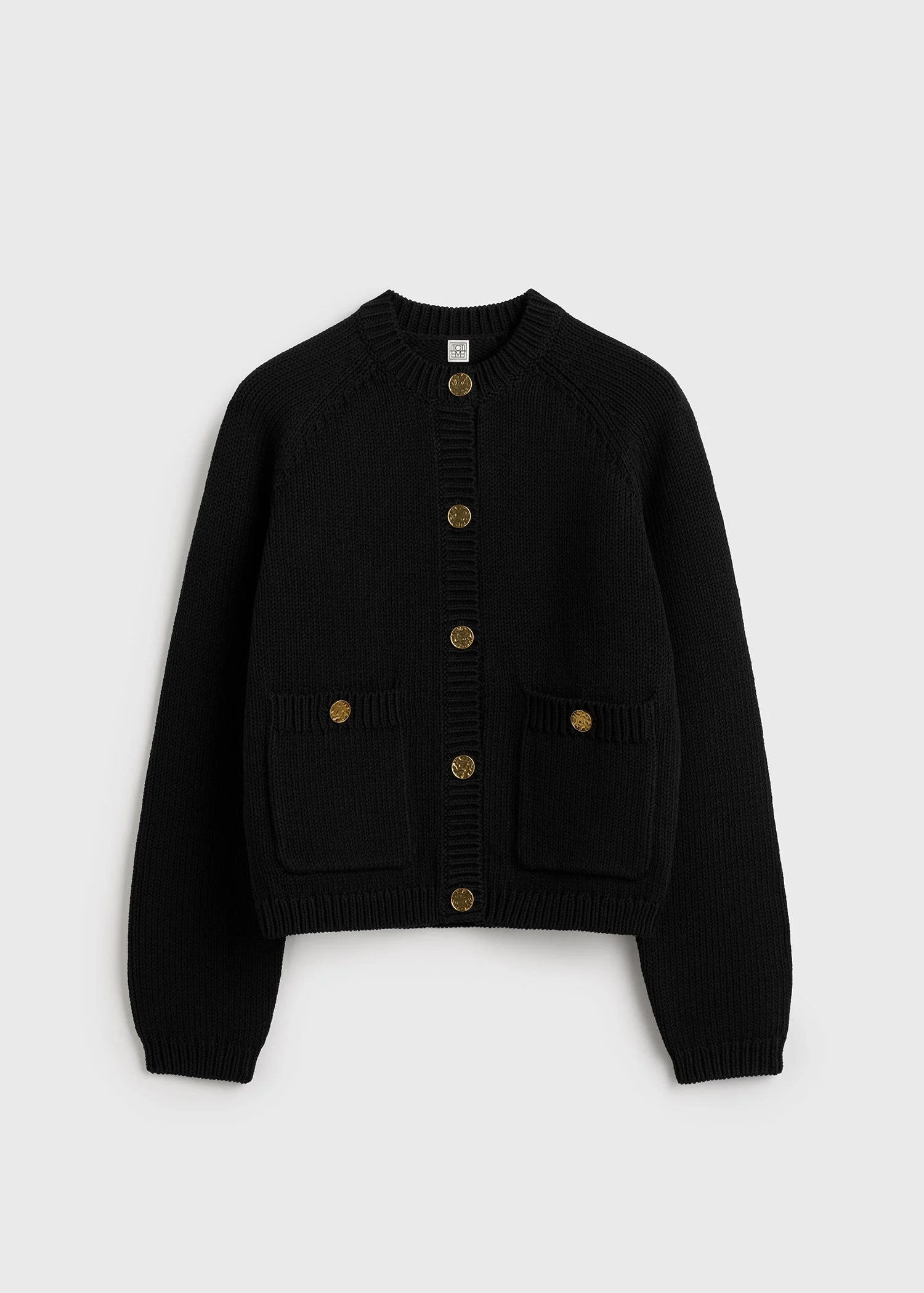 Hammered button cotton cardigan black - 1