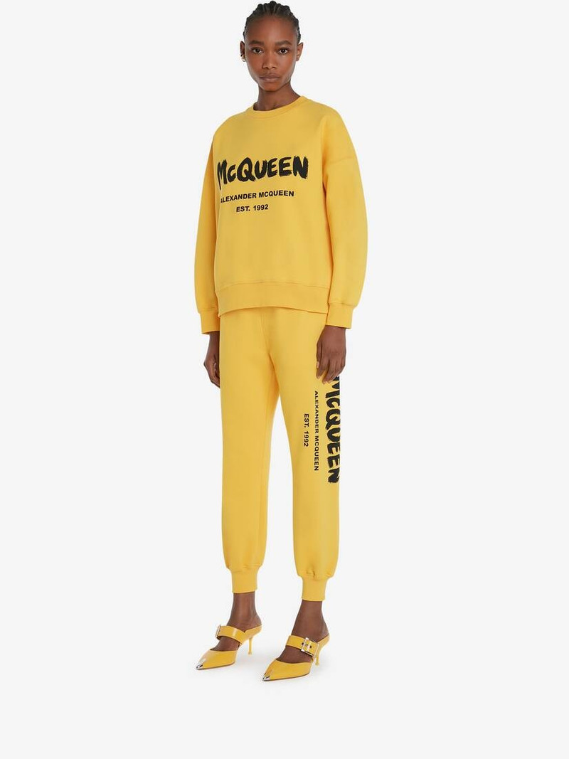 Women's McQueen Graffiti Joggers in Pop Yellow/black 3