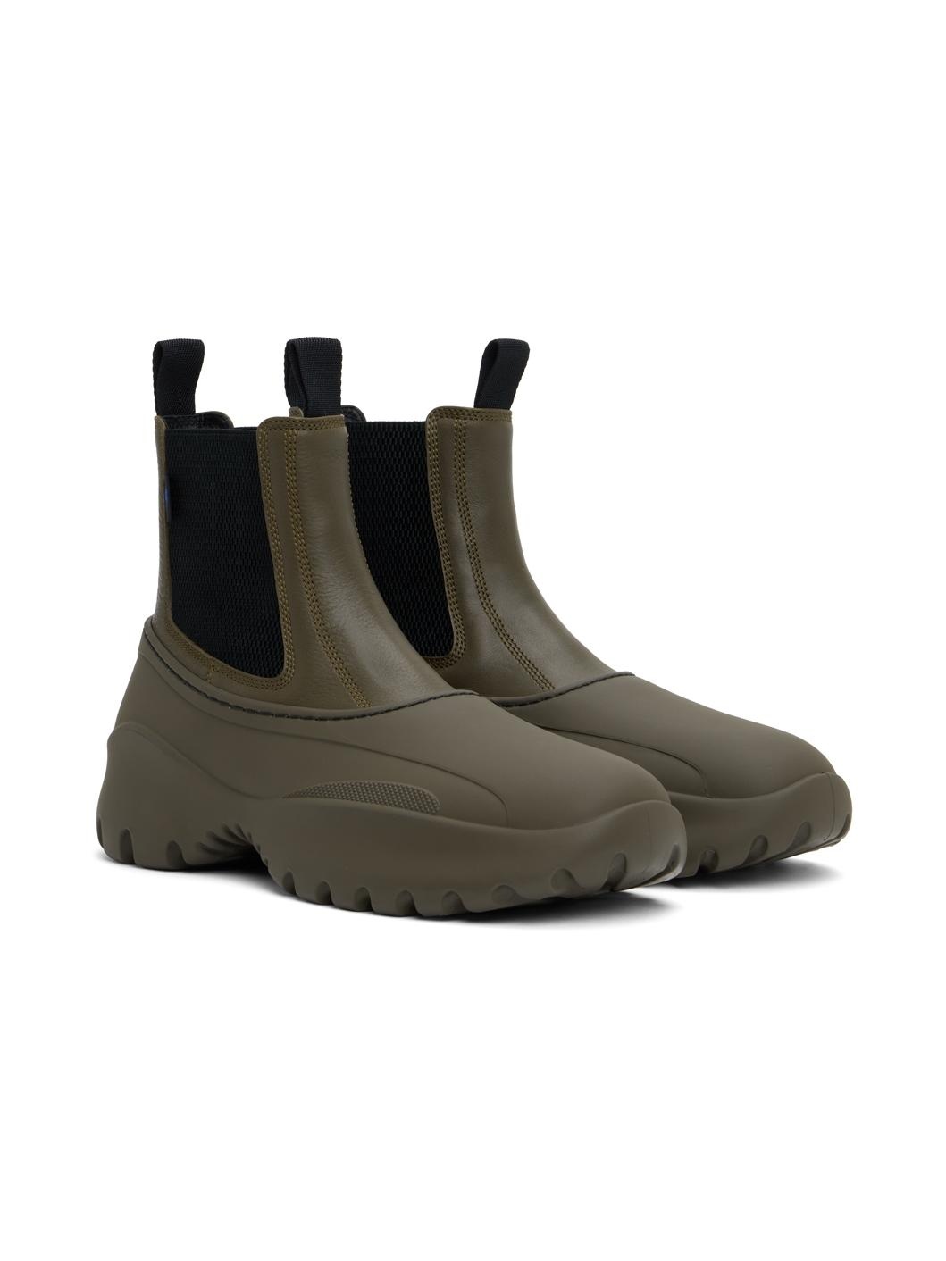 Khaki Leather Scoot Chelsea Boots - 4