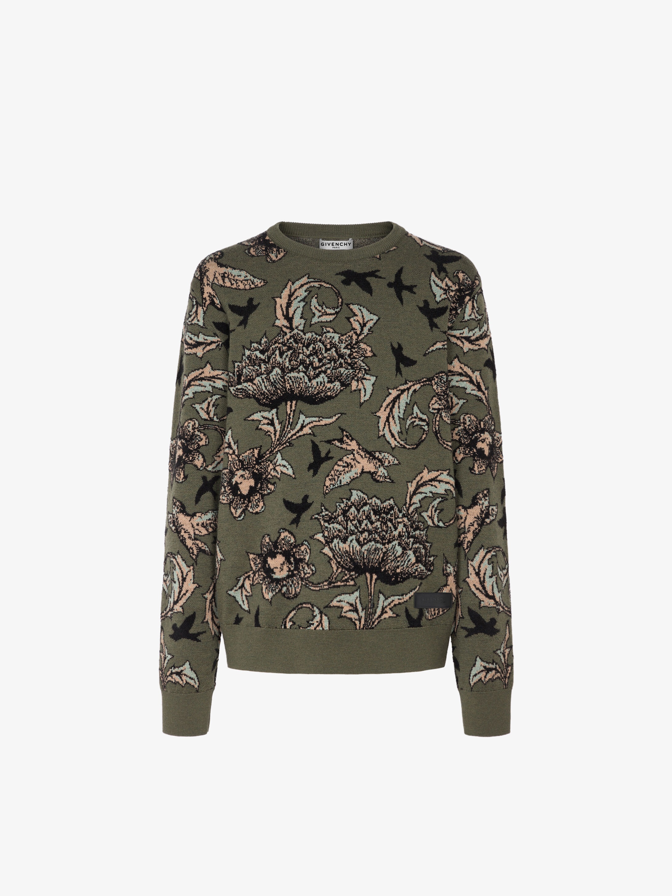 Floral jacquard sweater with patch - 1