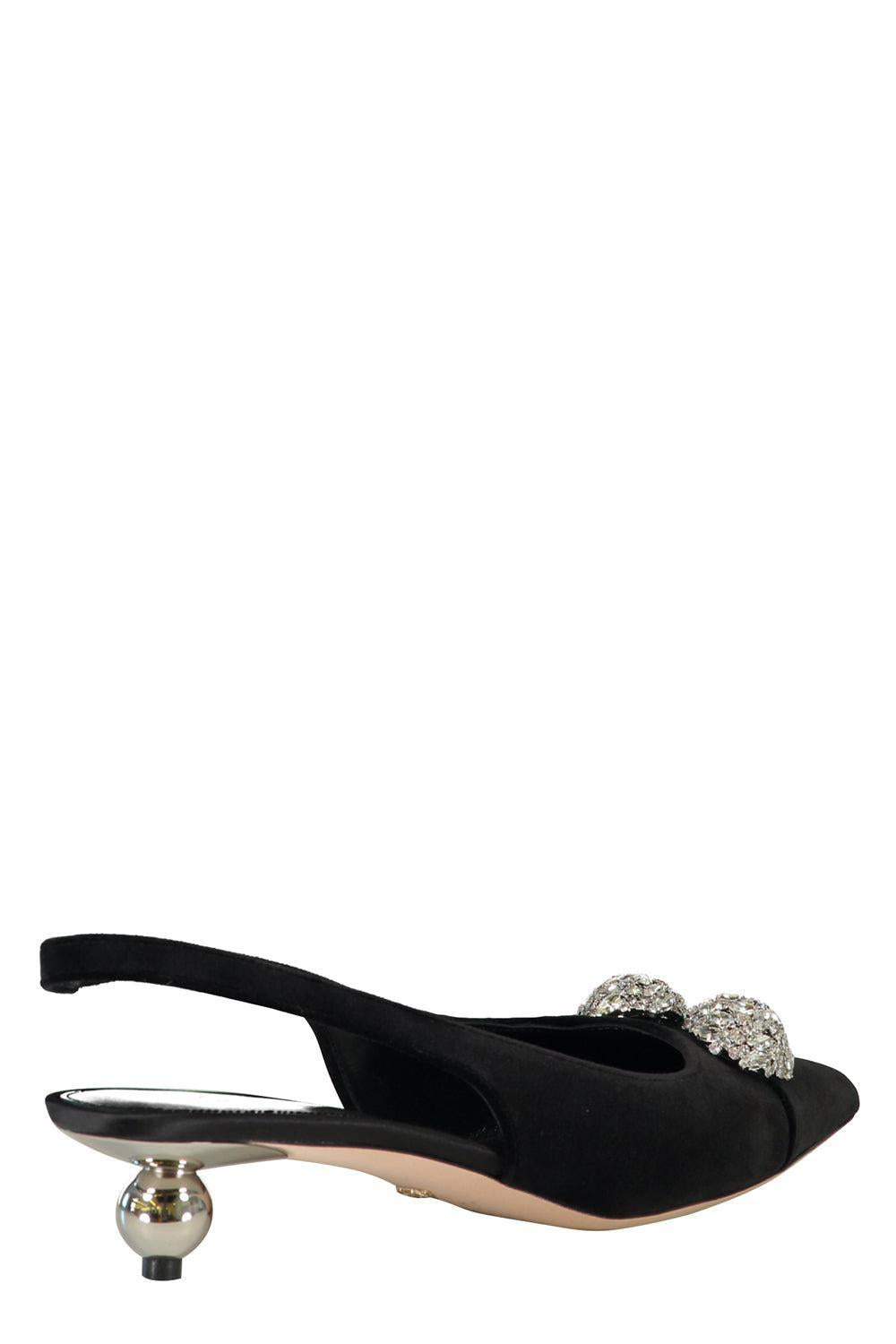 Crystal Embellished Slingback Heels - 6