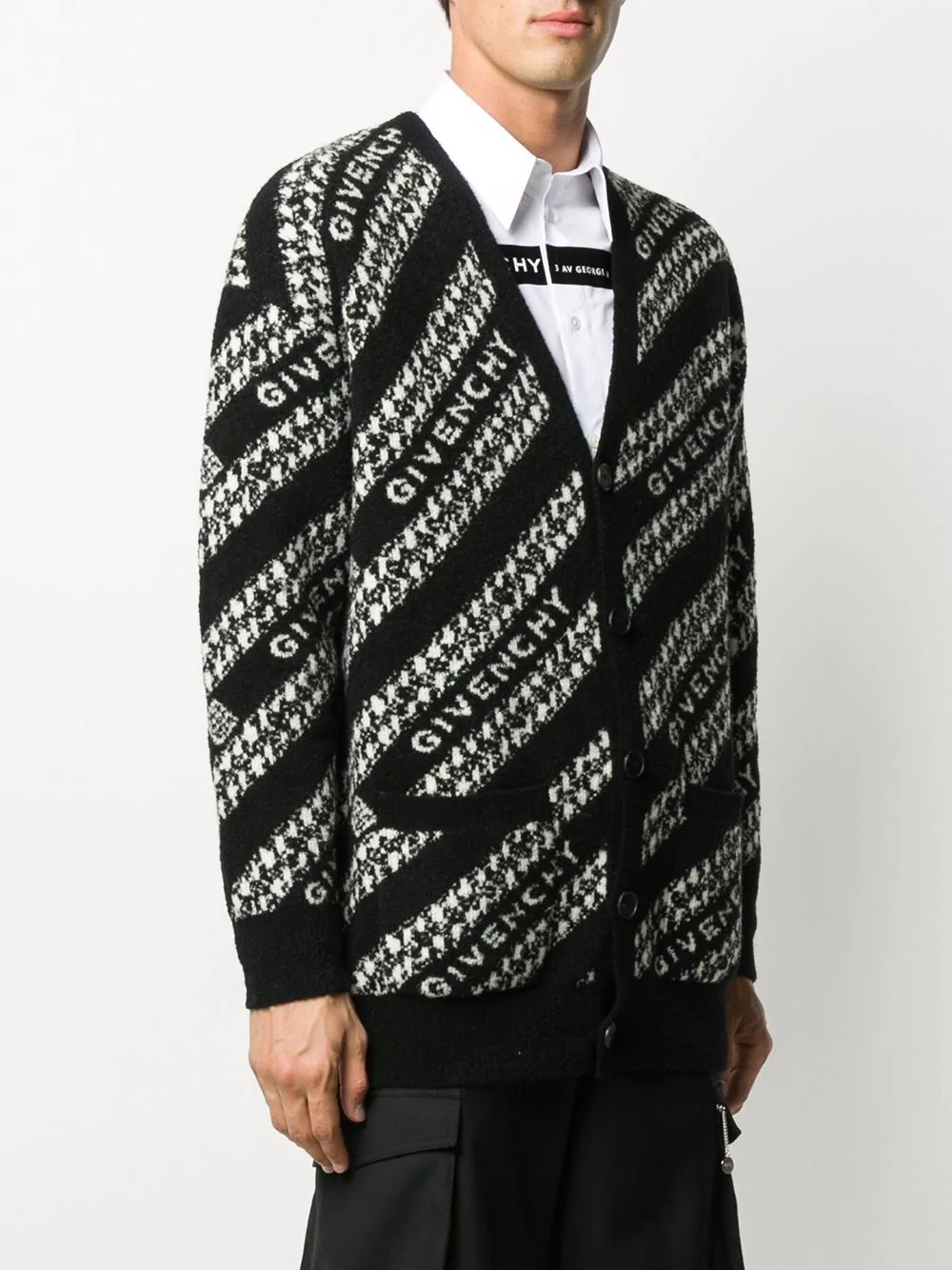 intarsia-logo cardigan - 3