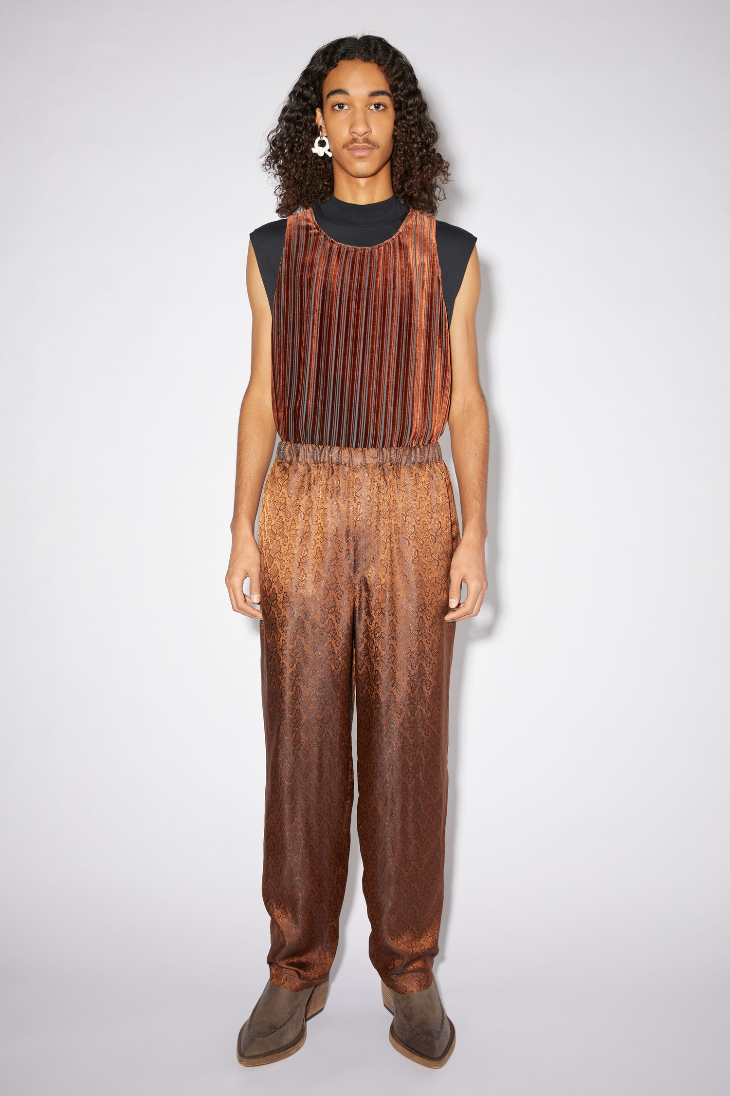 Jacquard trousers - Brown - 2