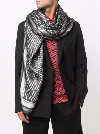 VERSACE geometric-pattern silk-blend scarf outlook