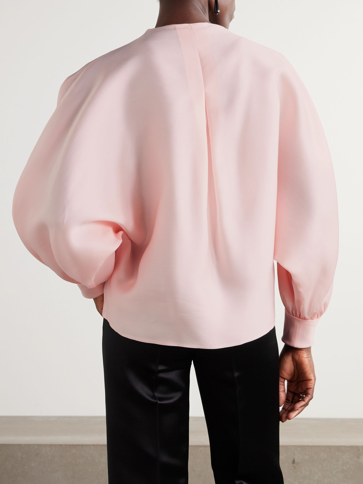 Patricia tie-neck silk-organdy blouse Baby pink - 4