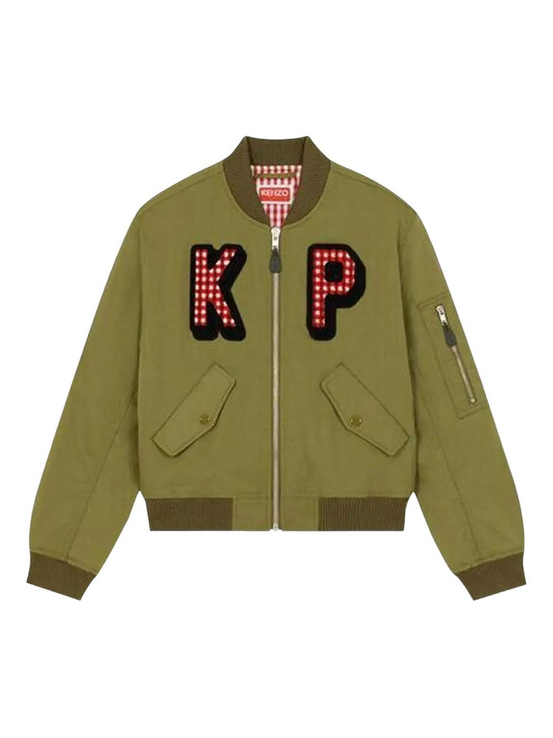 gingham-patch bomber jacket 1