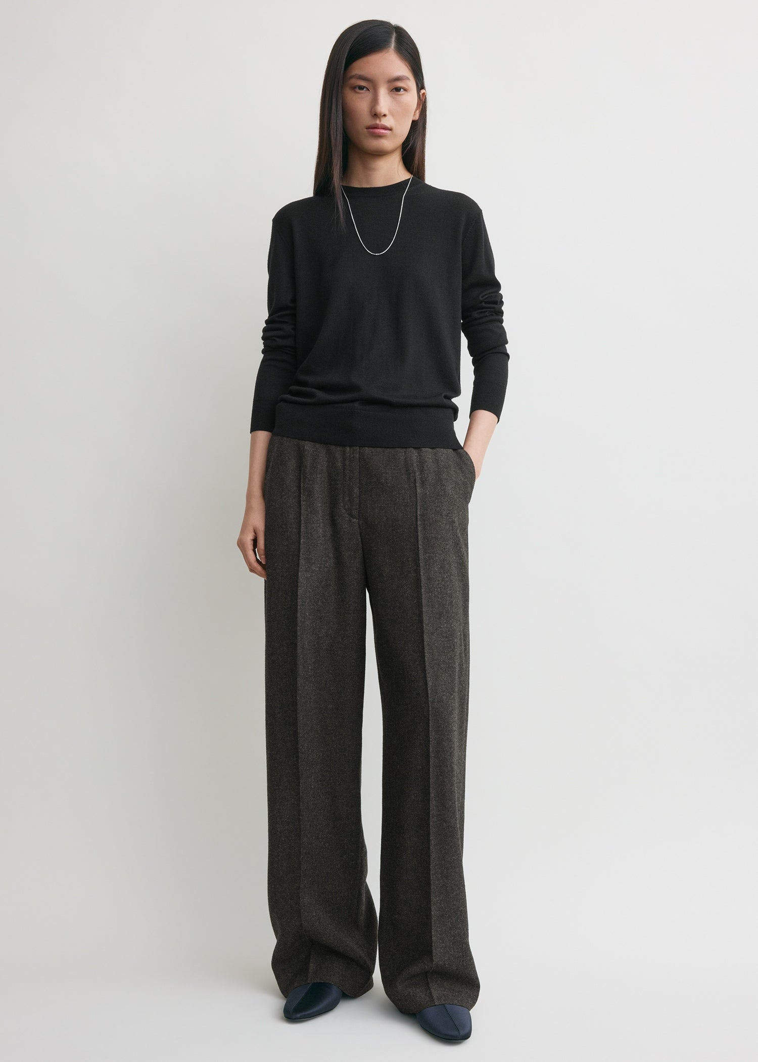 Wide flannel trousers charcoal - 2