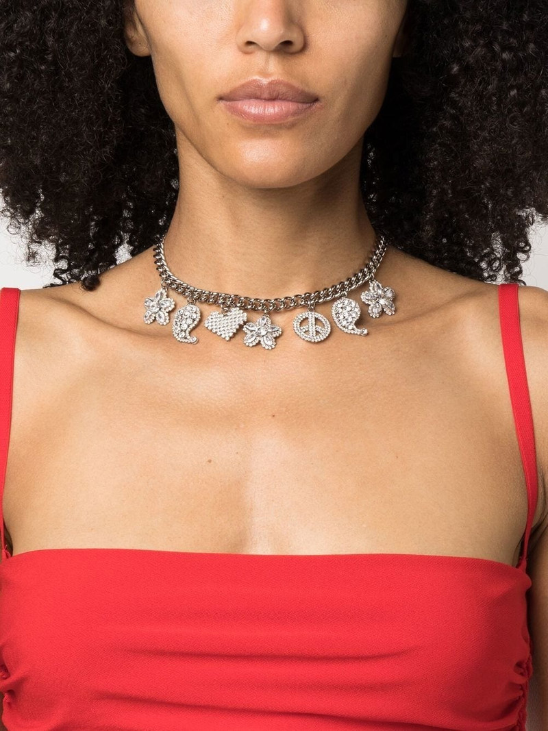 Alessandra Rich crystal-embellished charm necklace outlook