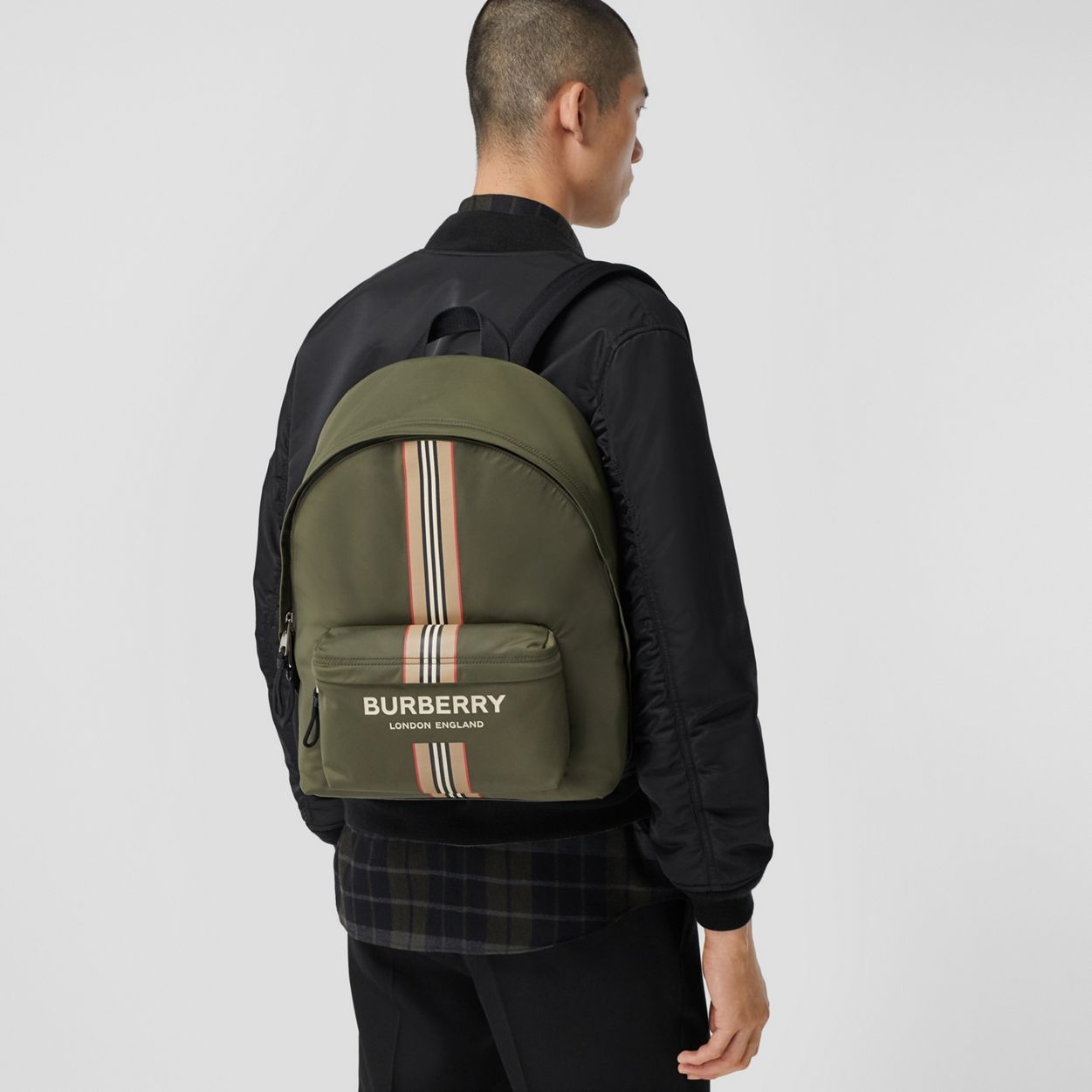 Logo and Icon Stripe Print ECONYL® Backpack - 4