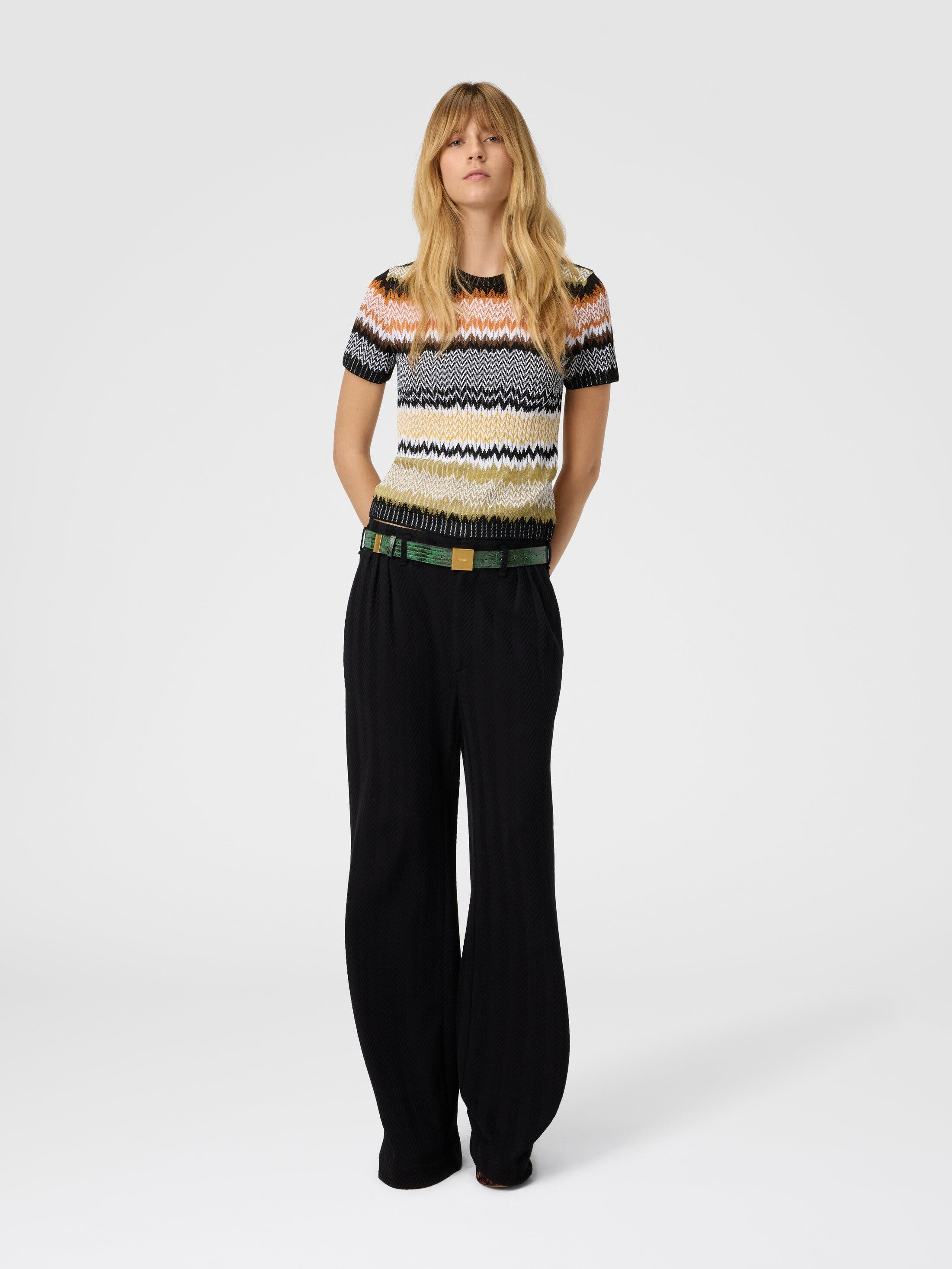 Missoni Short Sleeve Crew Neck Sweater With Chevron Pattern in Multicoloured at Nordstrom - 2