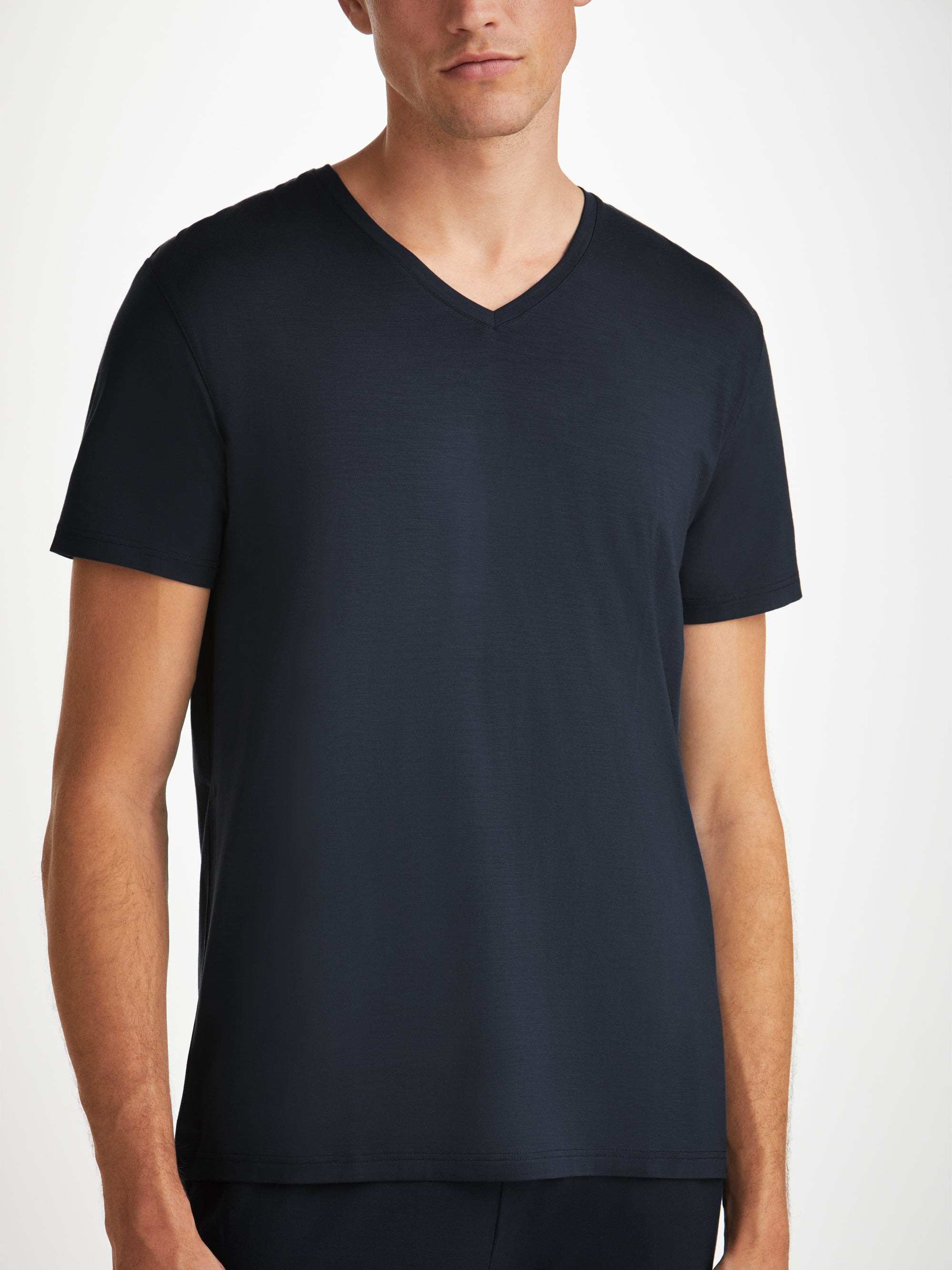 Men's V-Neck T-Shirt Basel Micro Modal Stretch Navy - 7