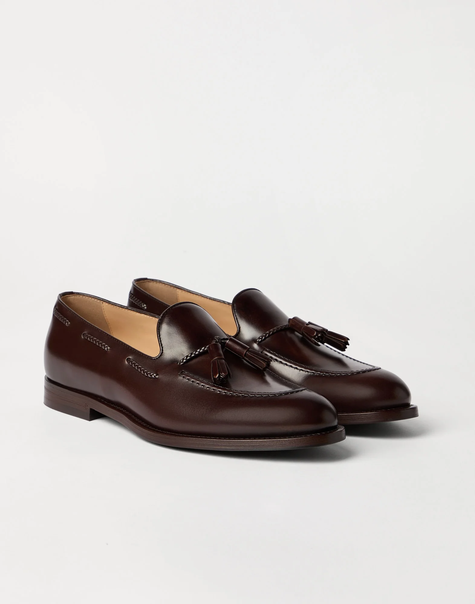 Burnished calfskin loafers with tassels - 1