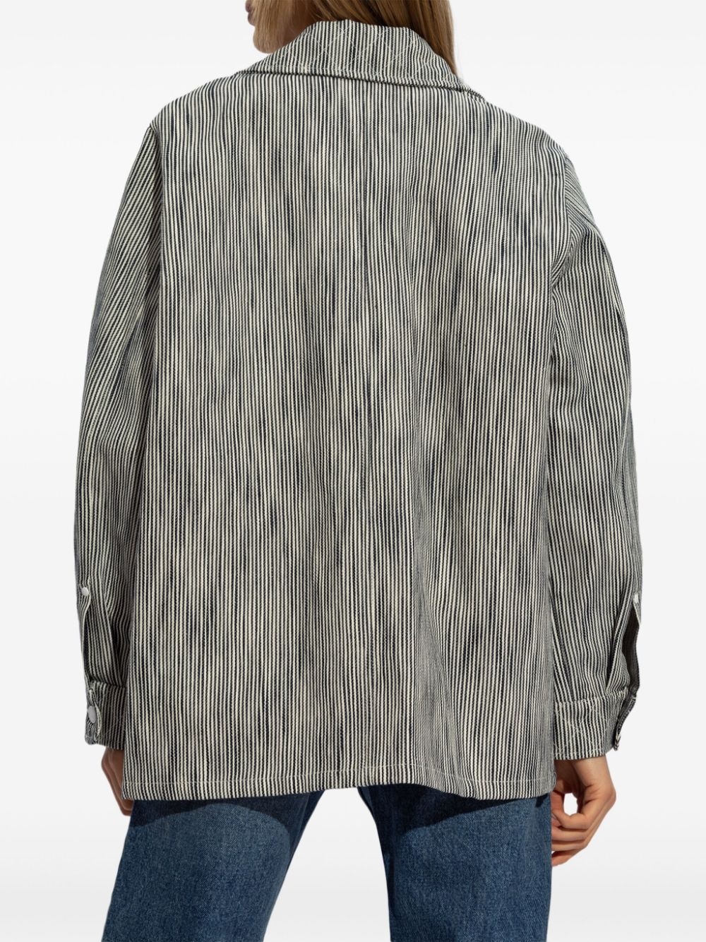 striped button-up shirt jacket - 4