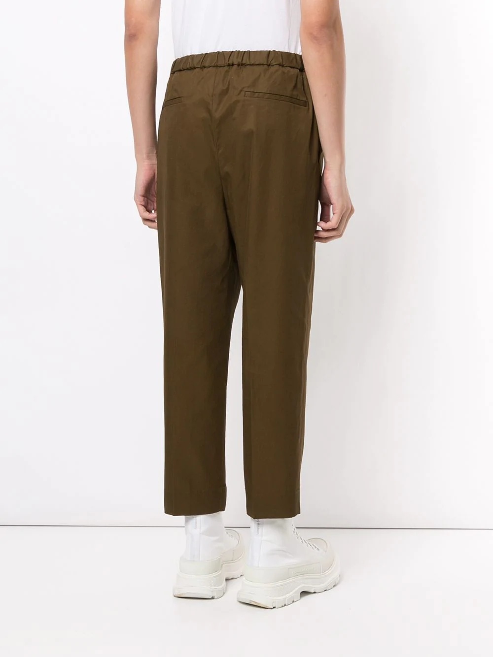 elasticated flat front trousers - 4