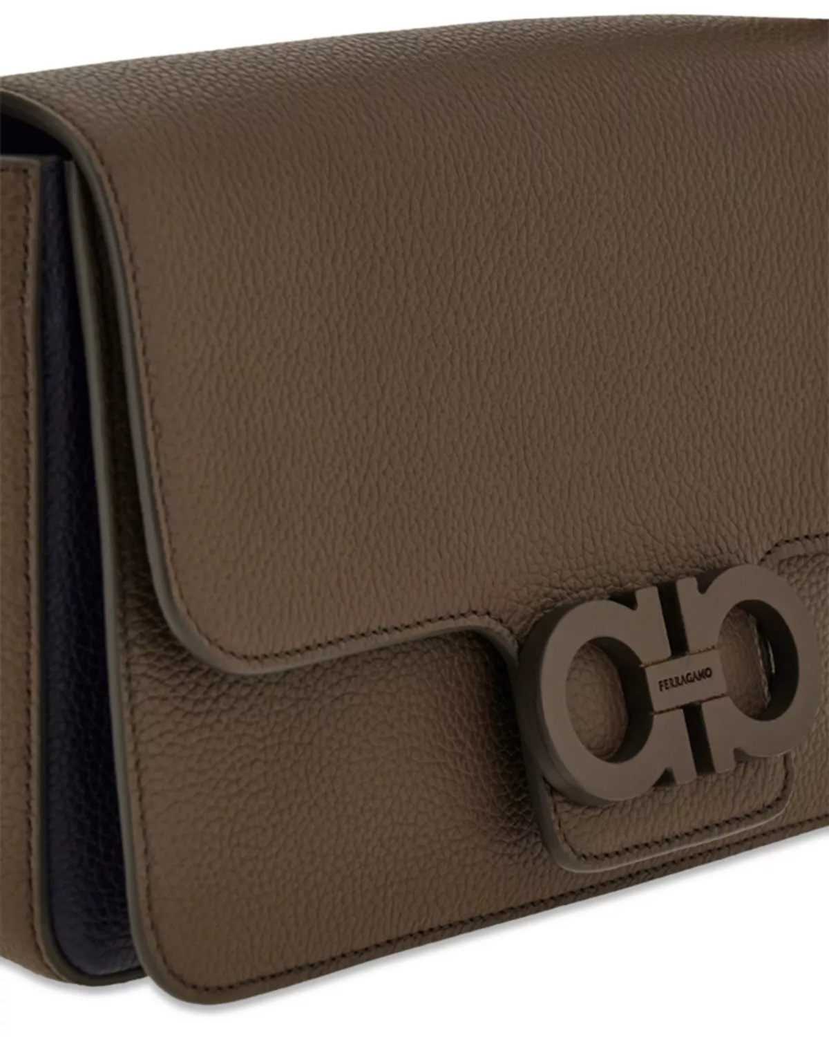 Double Gancini Leather Shoulder Bag - 7