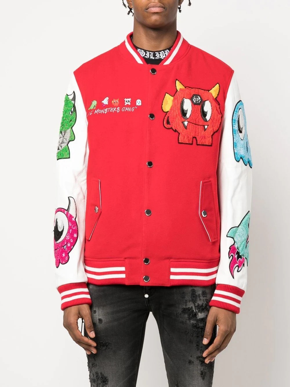 logo-print varsity jacket - 3