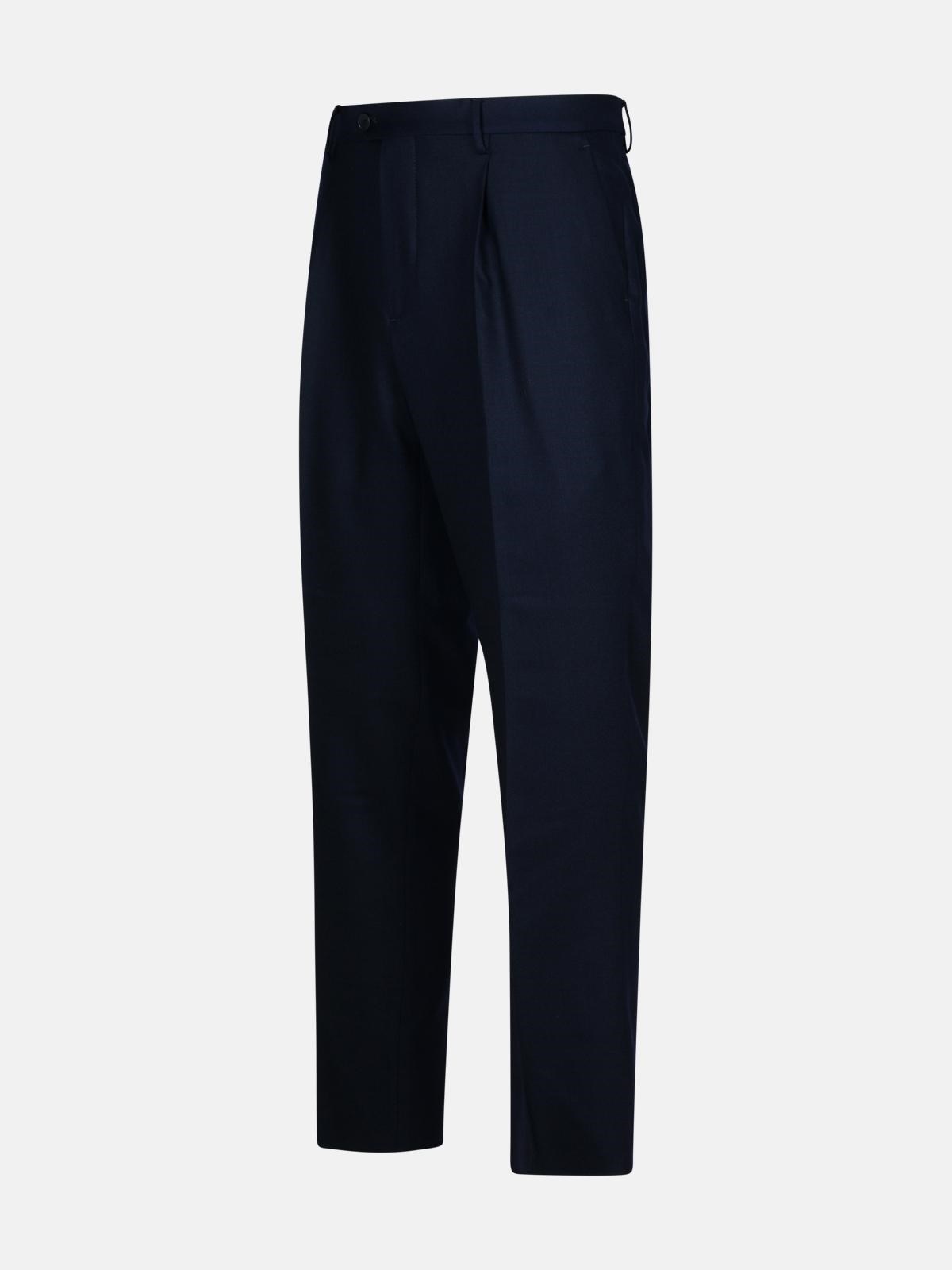 BLUE WOOL BLEND TROUSERS - 2